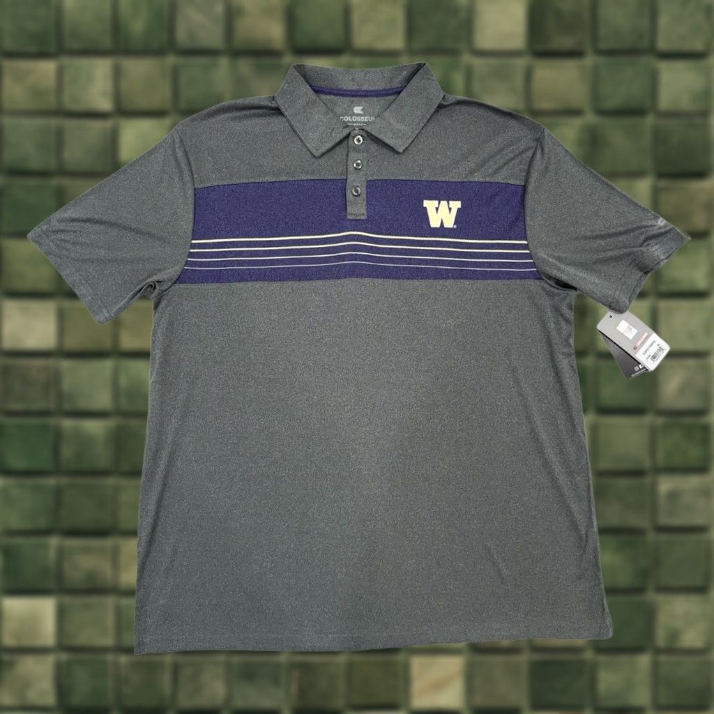 Vintage VINTAGE Washington University PERFORMANCE Golf Polo Shirt Men XL Striped Purple & Gray Size US XL / EU 56 / 4 - 1 Thumbnail
