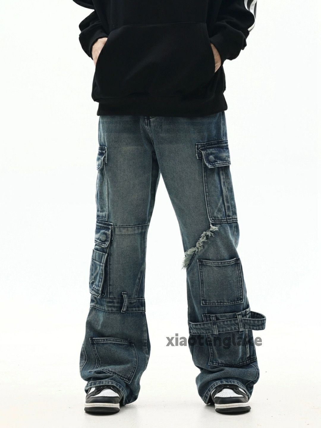 Jean × Vintage Unisex washed faded utility punk grunge cargo jeans Size US 32 / EU 48 - 7 Thumbnail