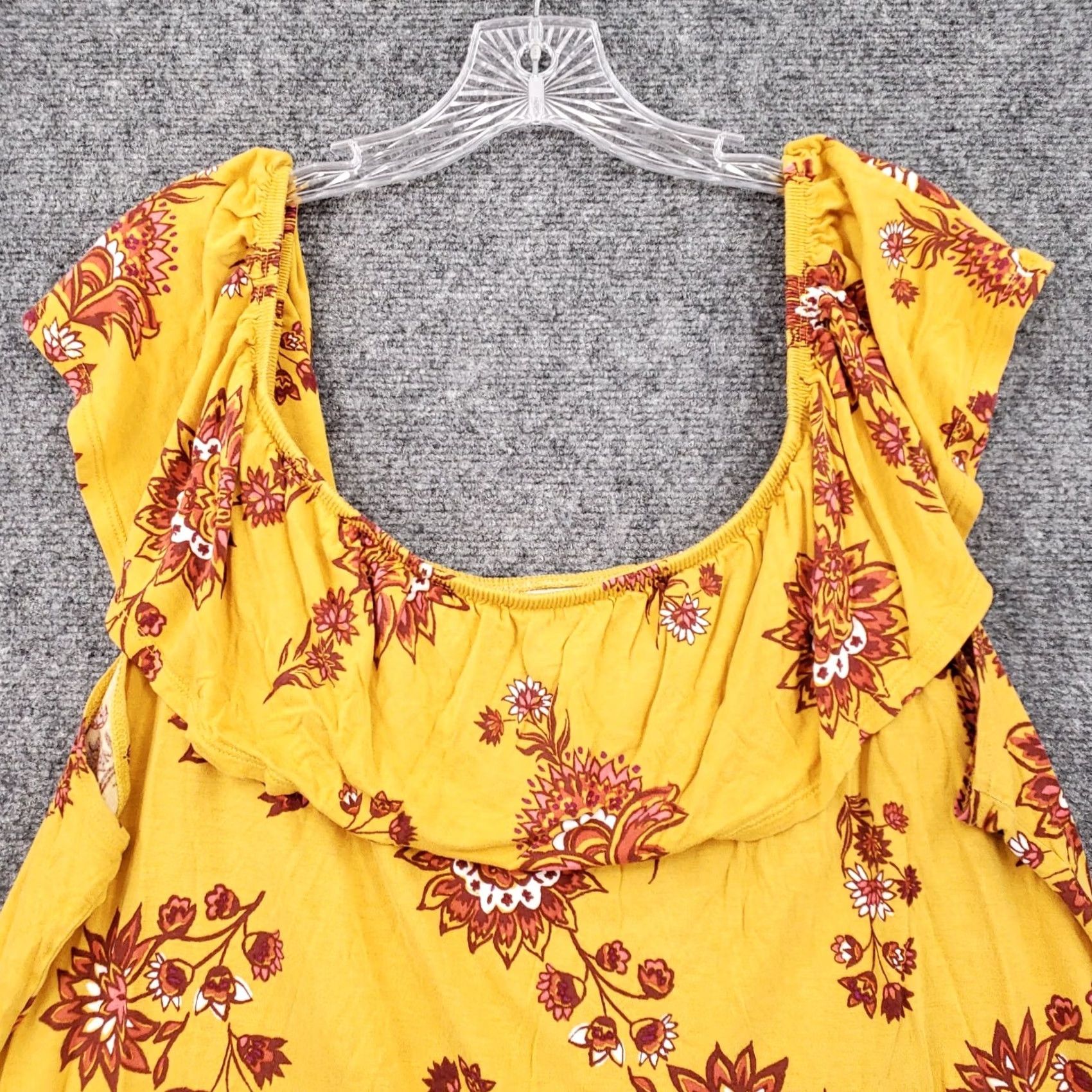 Old Navy Old Navy Blouse Womens 2XL XXL Yellow Floral Off The Shoulder Peasant Boho Top Size XXL / US 16-18 / IT 52-54 - 3 Thumbnail