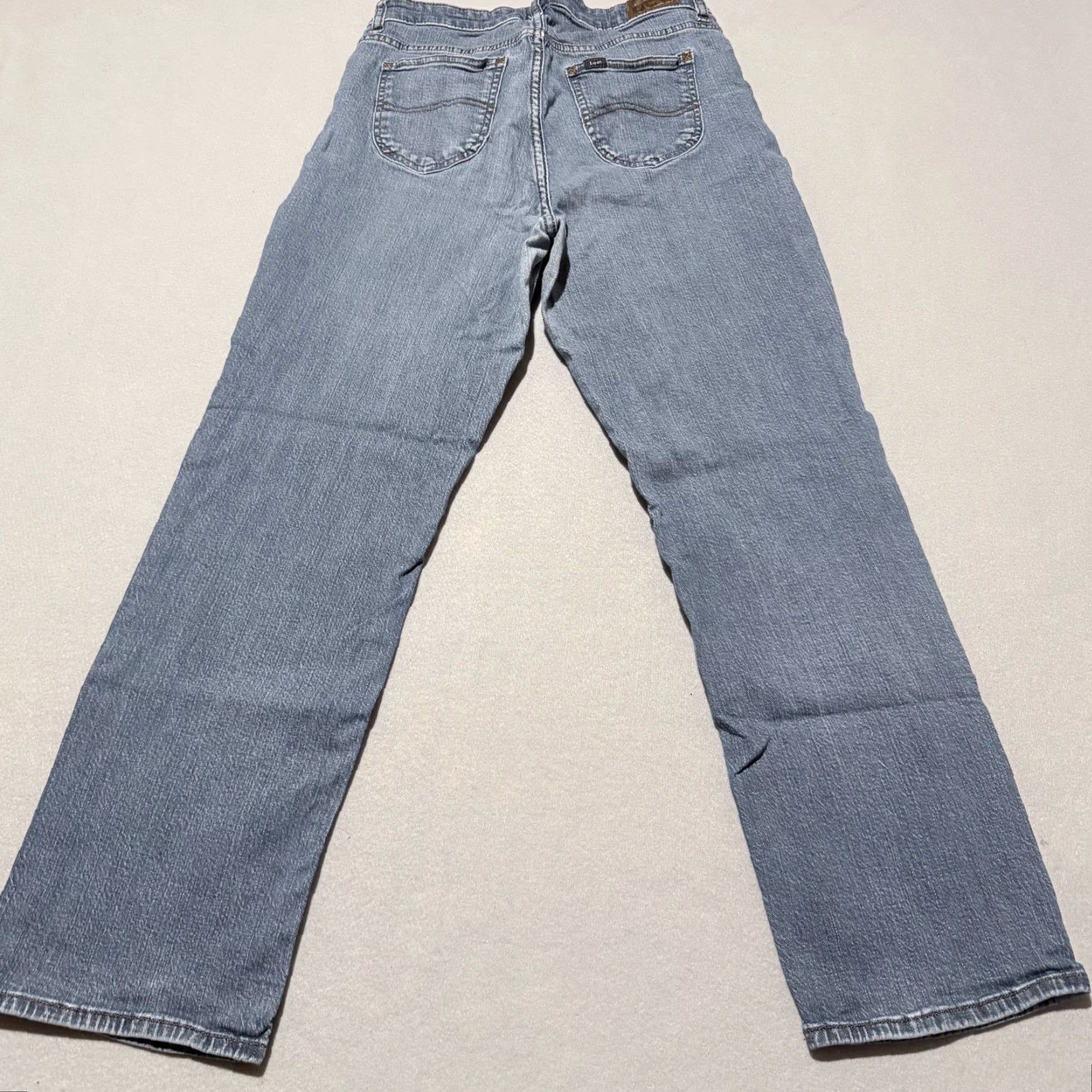 Lee Lee Straight Jeans Mens Blue Denim Stretch Medium Wash Classic Zip Fly - 30X27.5 Size US 30 / EU 46 - 2 Thumbnail