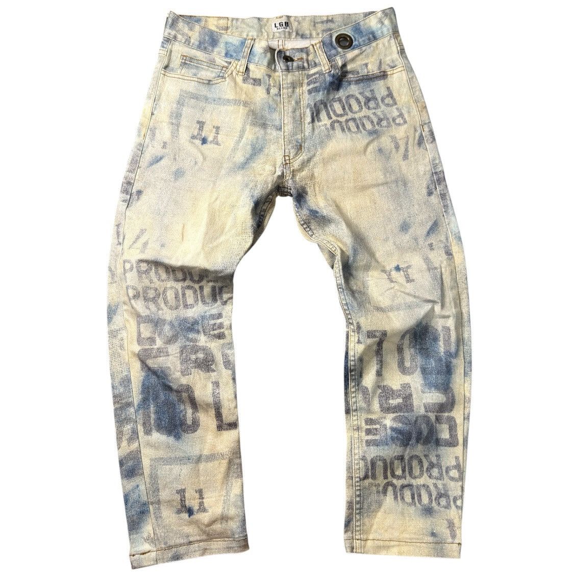 Le Grande Bleu (L.G.B.) 🇯🇵 Archive LGB x Beams Over Print Drop Punk Distressed Pants Size US 30 / EU 46 - 2 Thumbnail