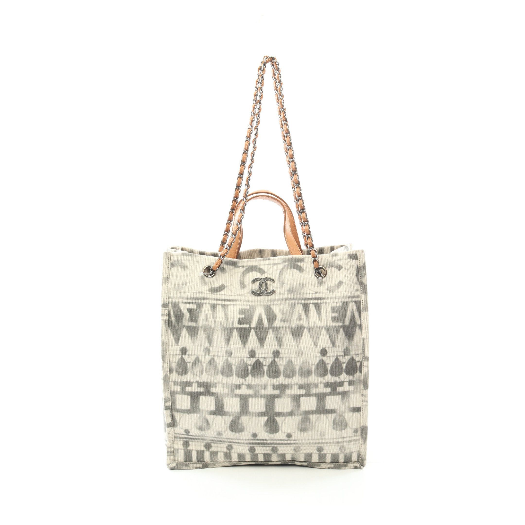 Chanel Chanel Coco Mark Chain Shoulder Bag Tote Canvas Leather Off White Light Brown Silver Hardware Size ONE SIZE - 1 Thumbnail