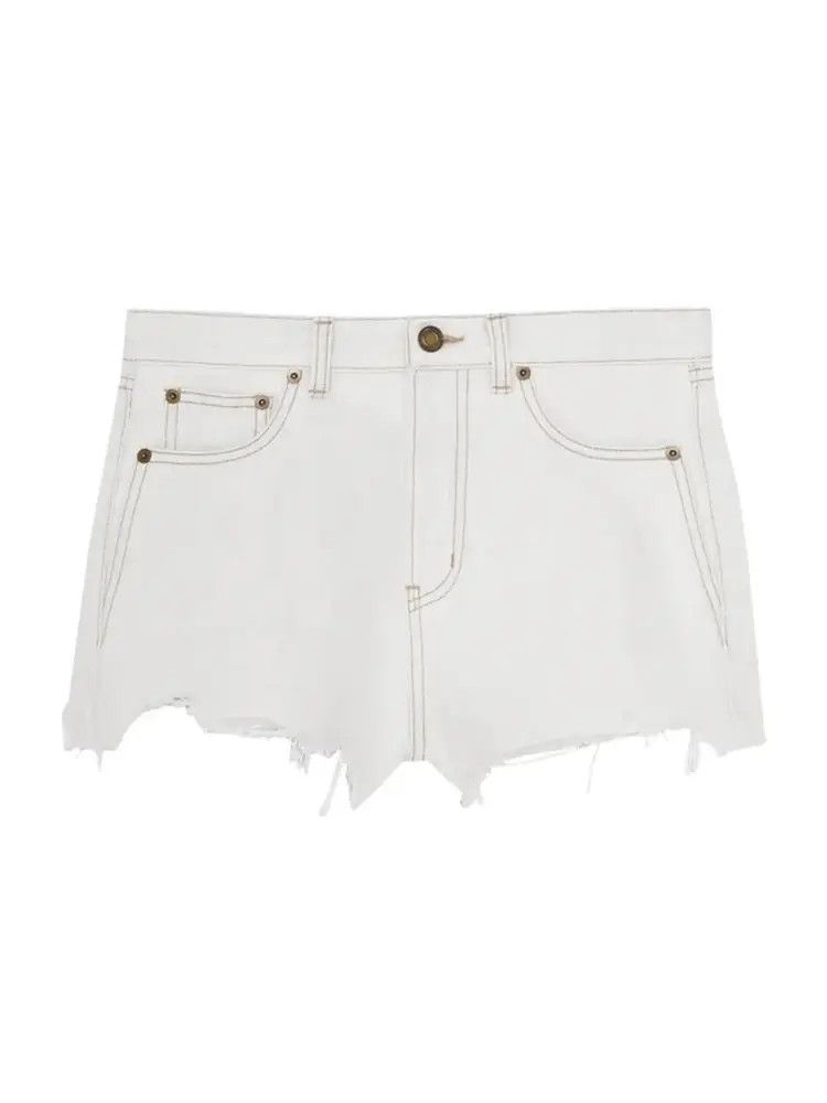 Saint Laurent Paris o1bcso1str0924 Raw-Edge Shorts in White Size US 28 / EU 44 - 1 Thumbnail