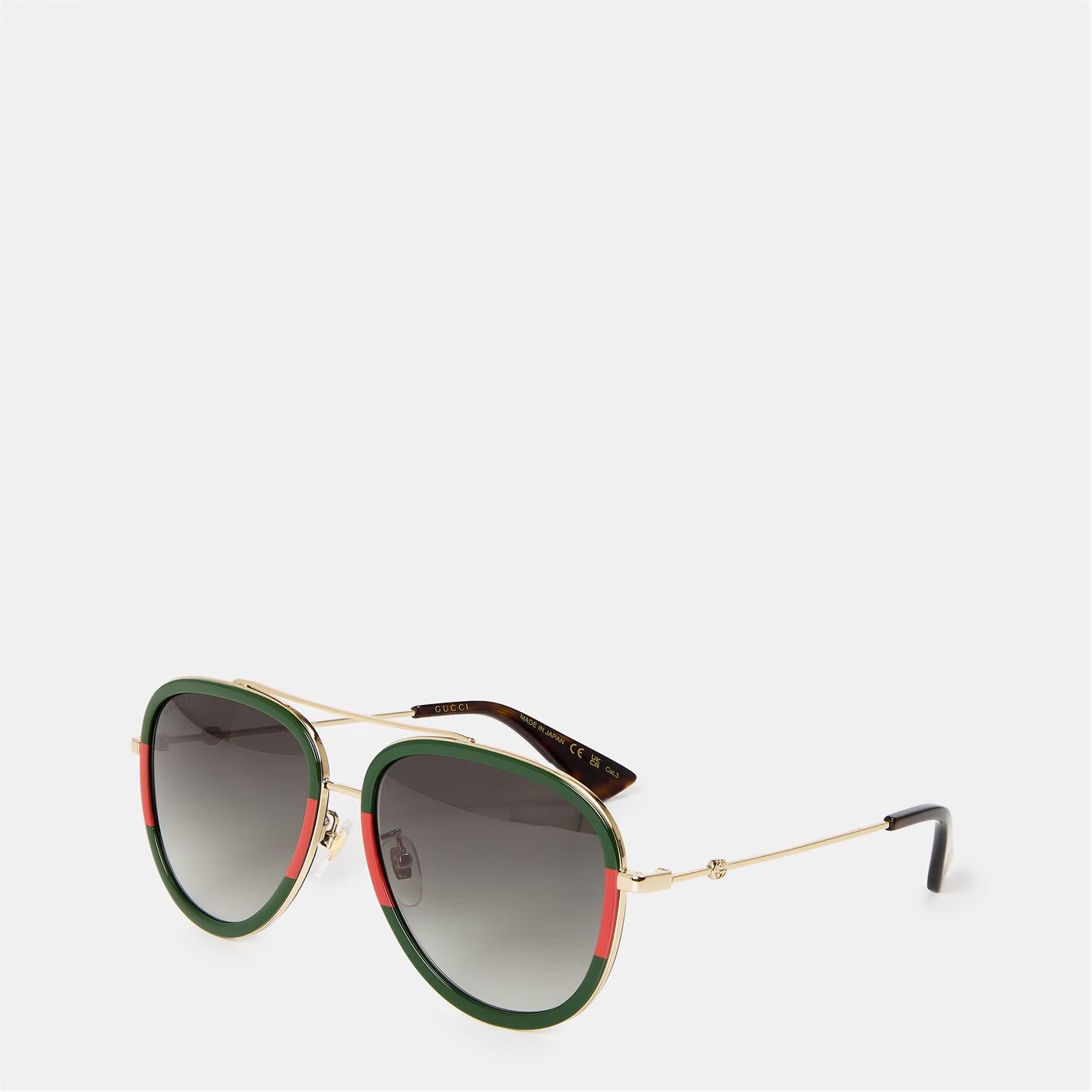 Gucci o1g2r1mq0426 Size: OS / Striped Aviator Metal Sunglasses Size ONE SIZE - 1 Thumbnail