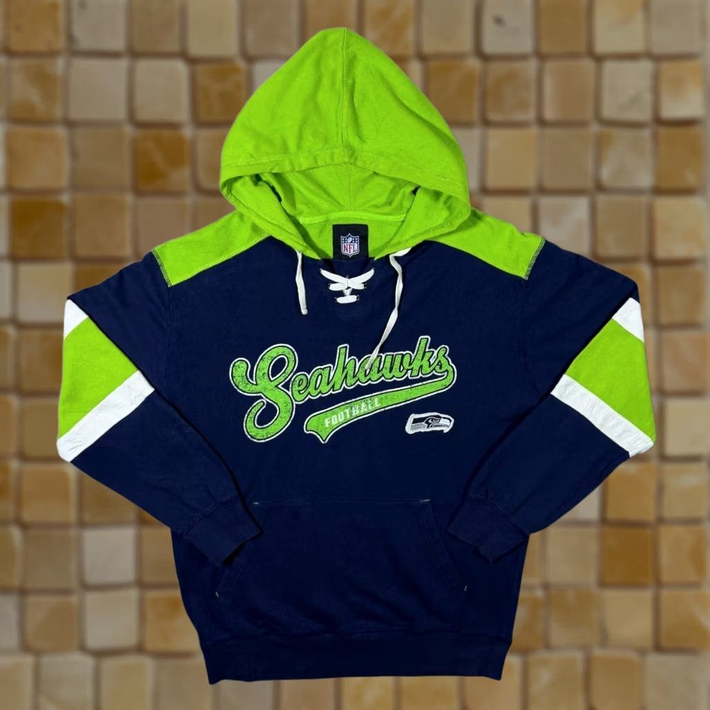 NFL NFL Seattle Seahawks Football Logo Graphic Navy Blue Green Hoodie L Men’s Large Size US L / EU 52-54 / 3 - 1 Thumbnail