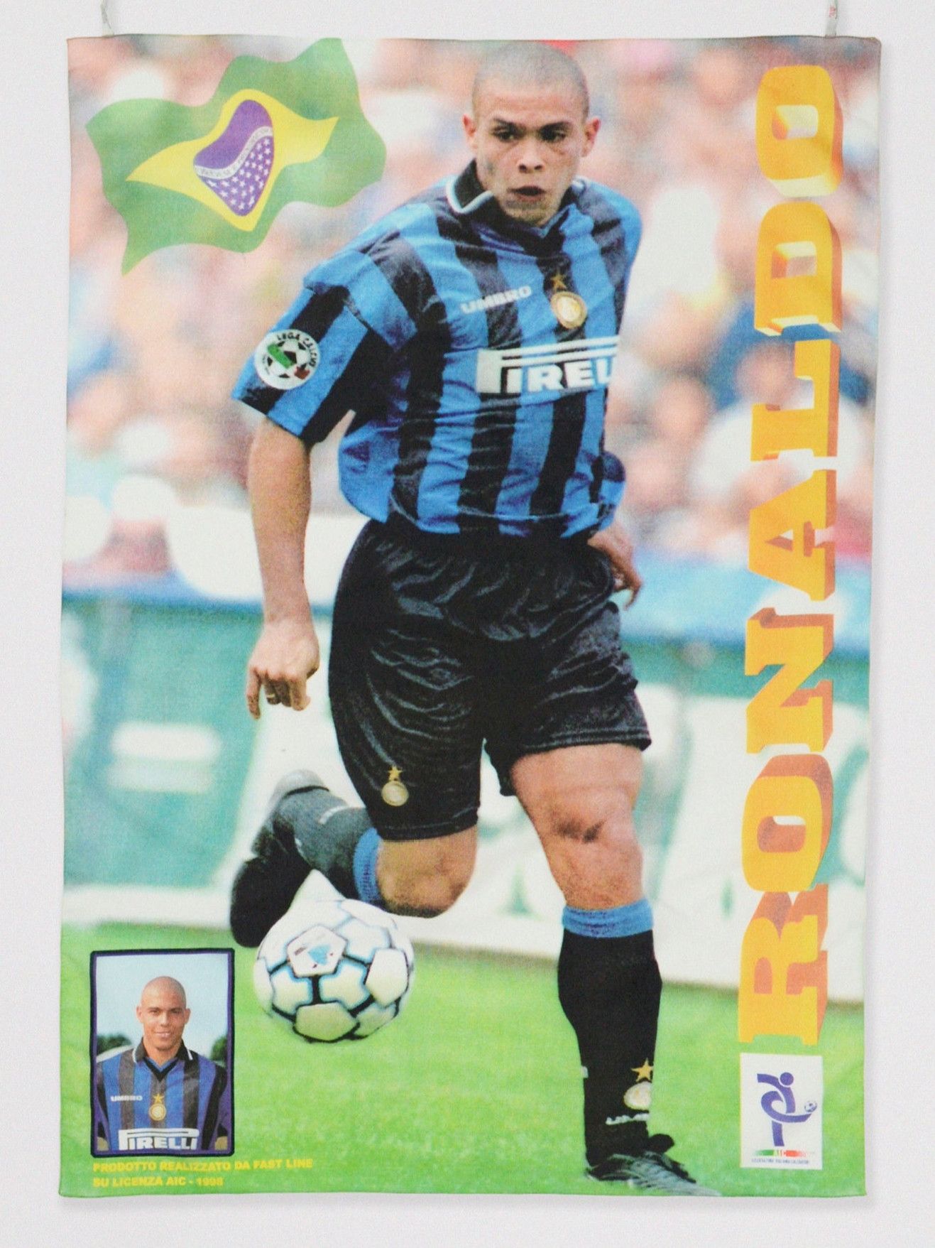 Vintage Vintage 1998 Inter Milan Ronaldo Poster Flag Size ONE SIZE - 2 Thumbnail