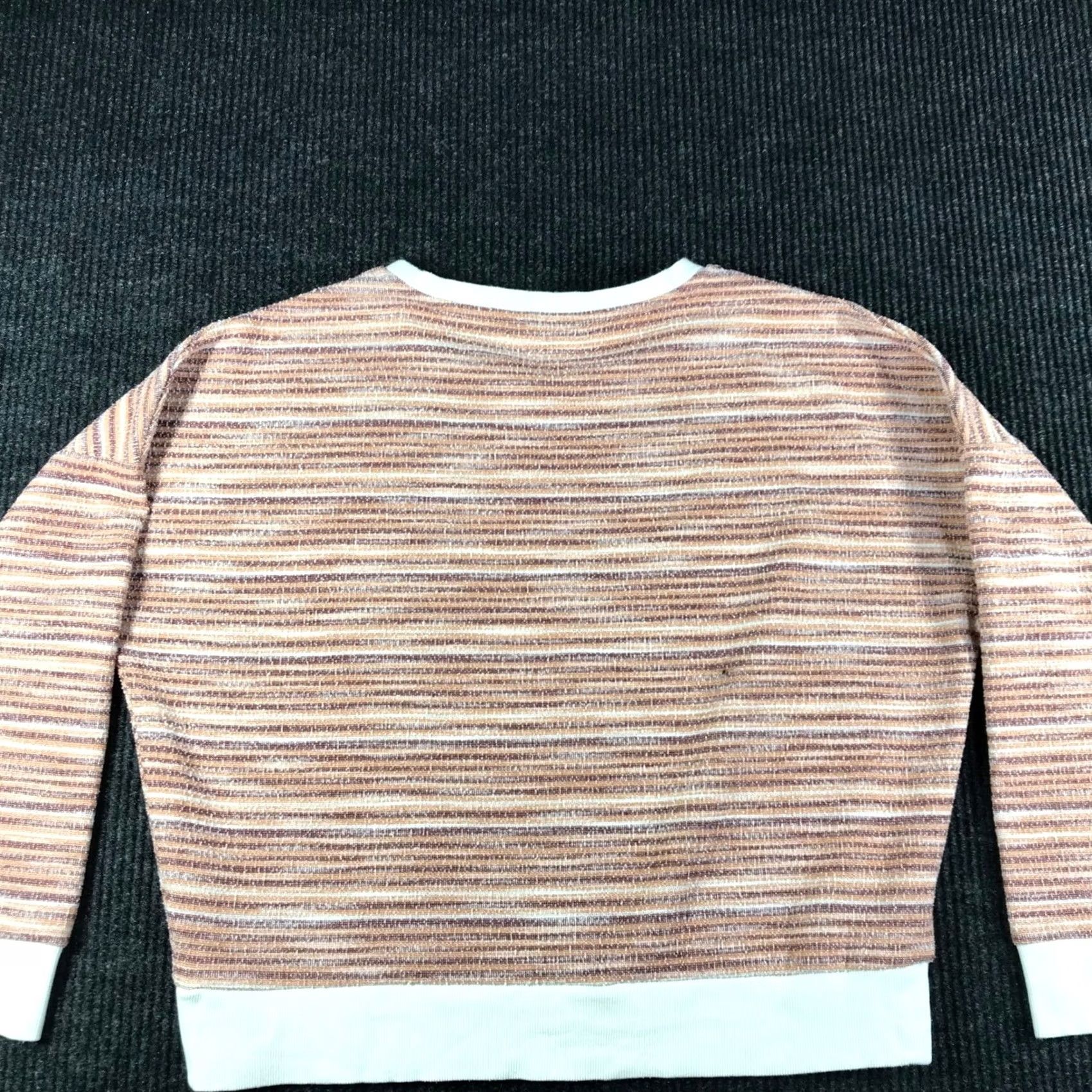 Vintage Natural Reflections Pink Striped Textured Pullover Sweatshirt Top Womens Large Size L Crew Neck Long Sleeve Casual Knit Lightweight Stretch Size L / US 10 / IT 46 - 5 Thumbnail