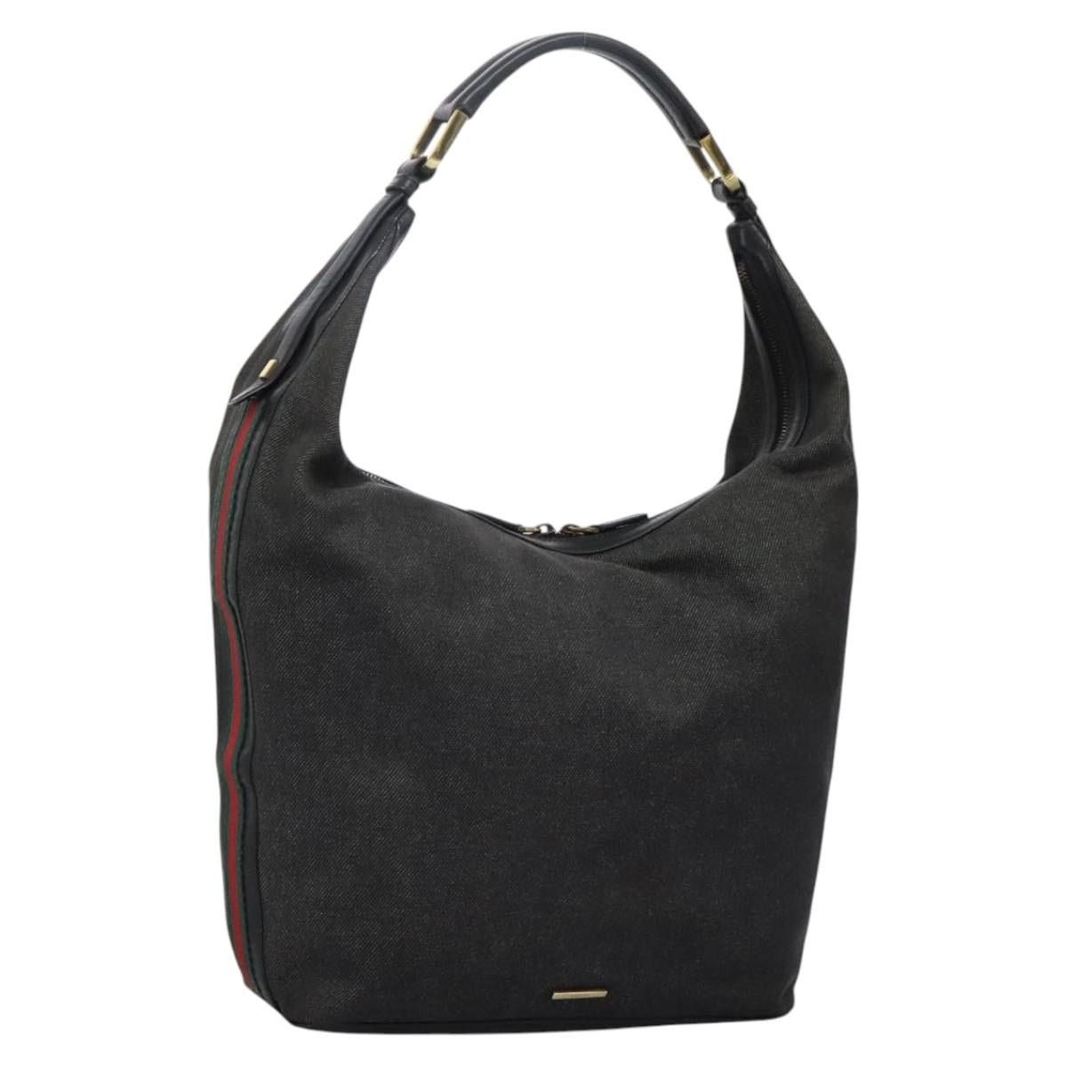 Gucci GUCCI Web Sherry Line Shoulder Bag Denim Black Red Green Size ONE SIZE - 1 Thumbnail