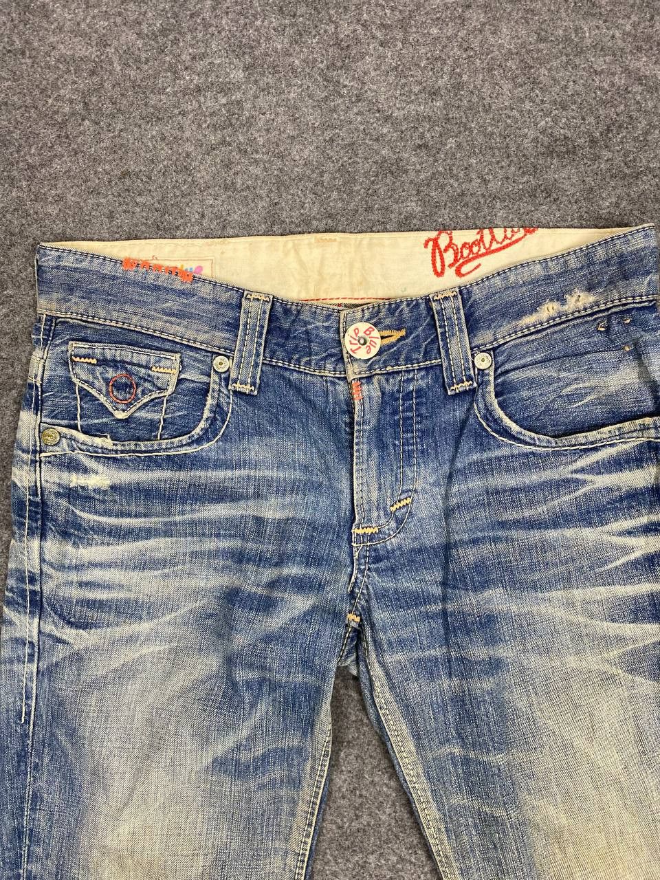 Edwin vintage edwin blue trip uneven faded distressed denim Size 35" - 10 Thumbnail