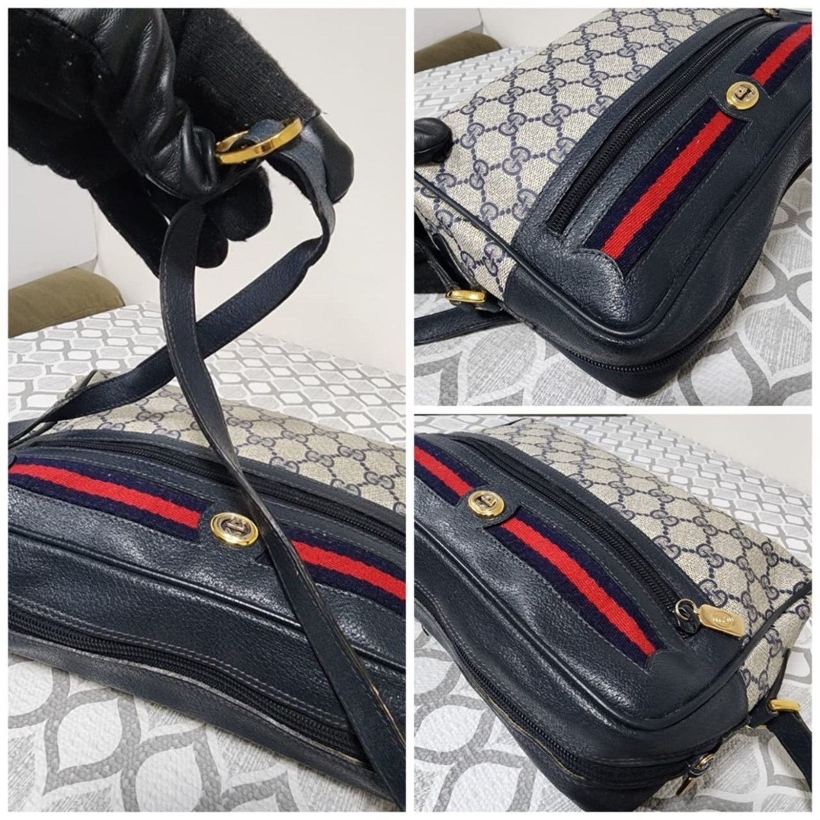 Gucci A GUCCI Vintage Ophidia Shoulder Bag Navy Blue/Grey Shoulder Size ONE SIZE - 10 Thumbnail
