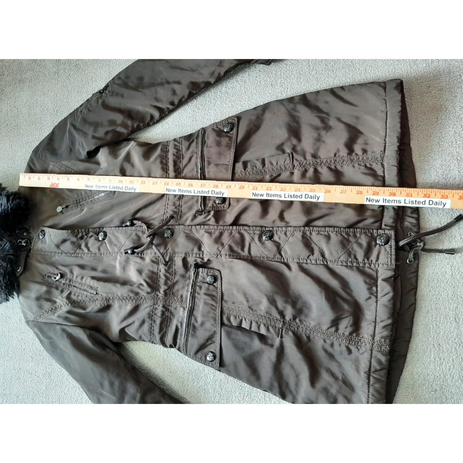 Vintage Laundry by Shelli Segal Hooded Long Winter Jacket Coat Womens XS Brown Faux Fur Full Zip Size XS / US 0-2 / IT 36-38 - 4 Thumbnail