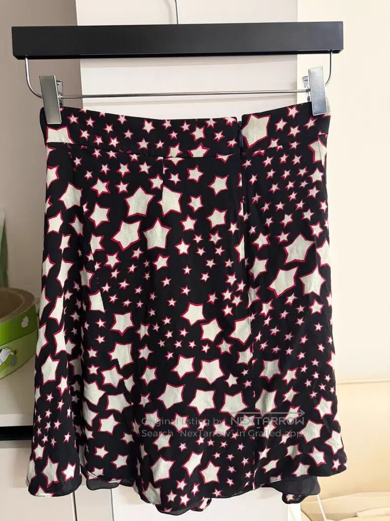 Saint Laurent Paris Saint Laurent Paris Mulberry Silk Star Printed Midi Skirt Size 35" - 2 Thumbnail