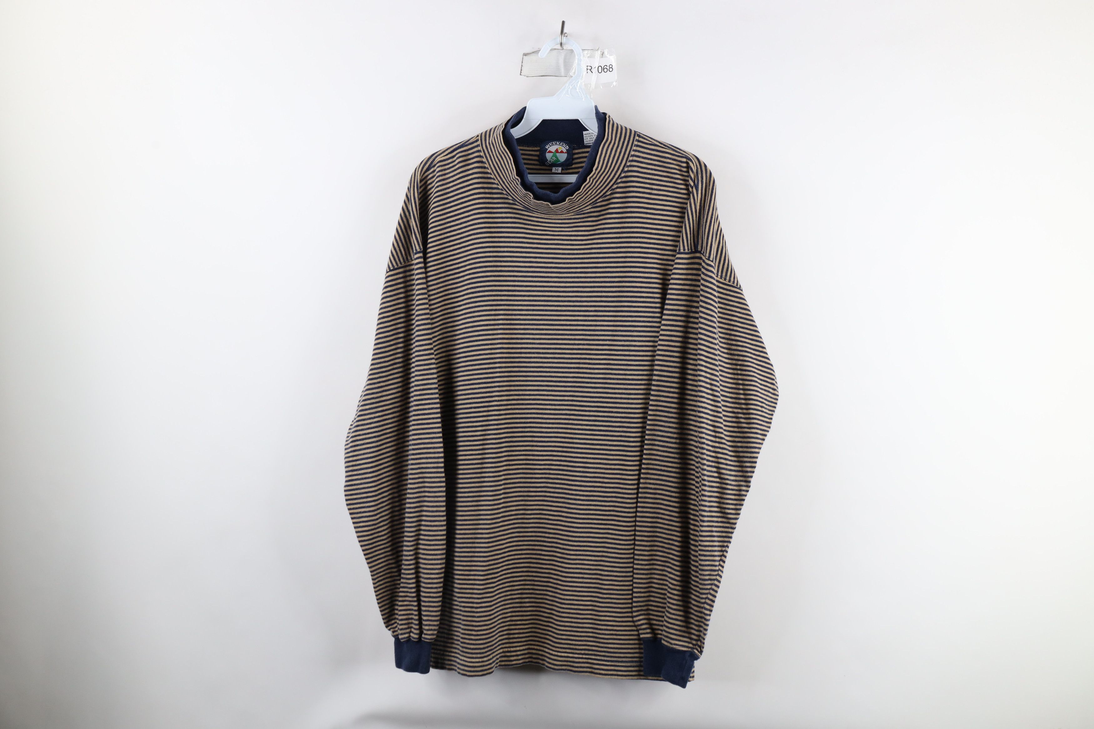 Vintage Vintage 90s Streetwear Striped Mock Neck Long Sleeve T-Shirt Size US M / EU 48-50 / 2 - 1 Thumbnail