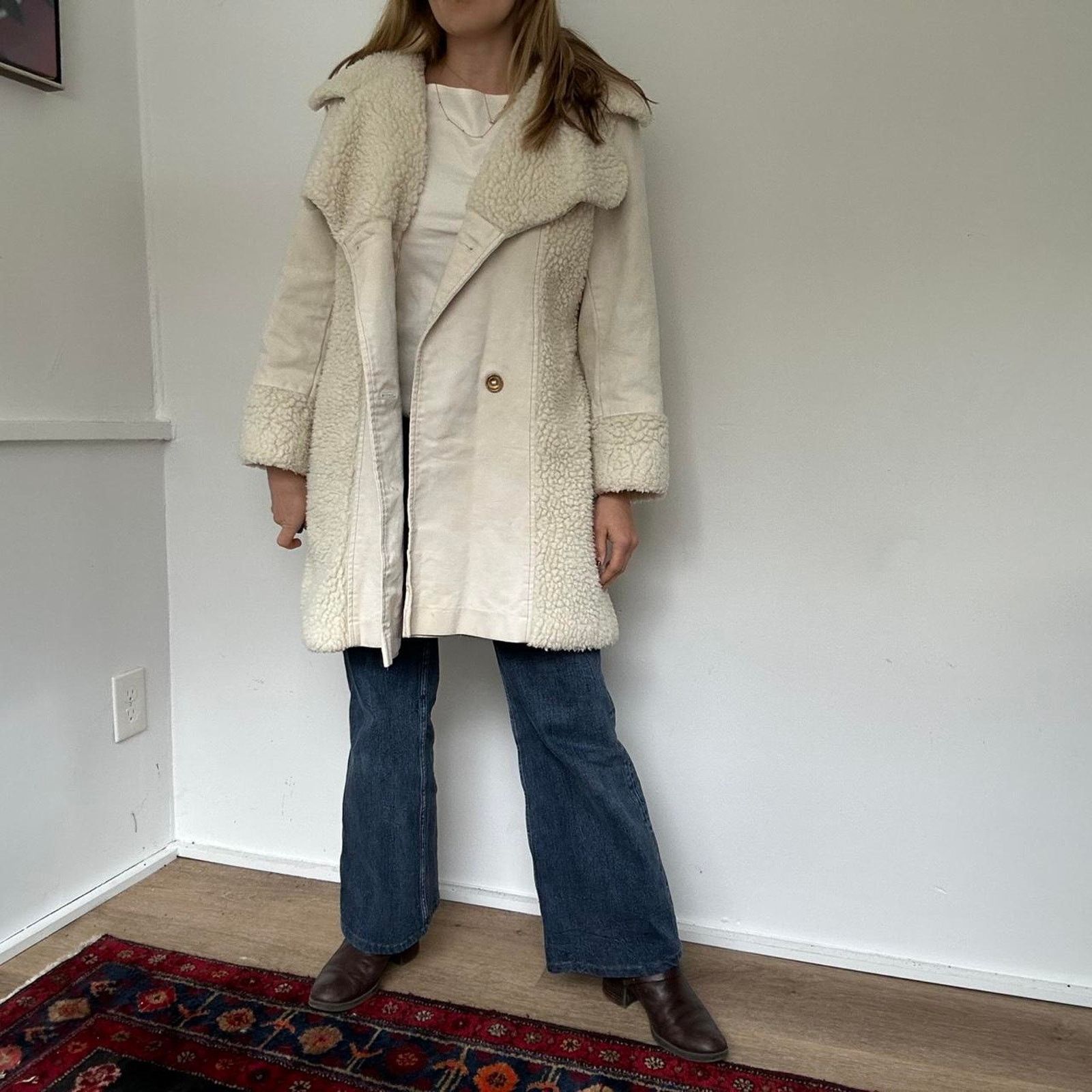 Other Vintage White Sherpa and Denim Coat (M) Size M / US 6-8 / IT 42-44 - 1 Thumbnail