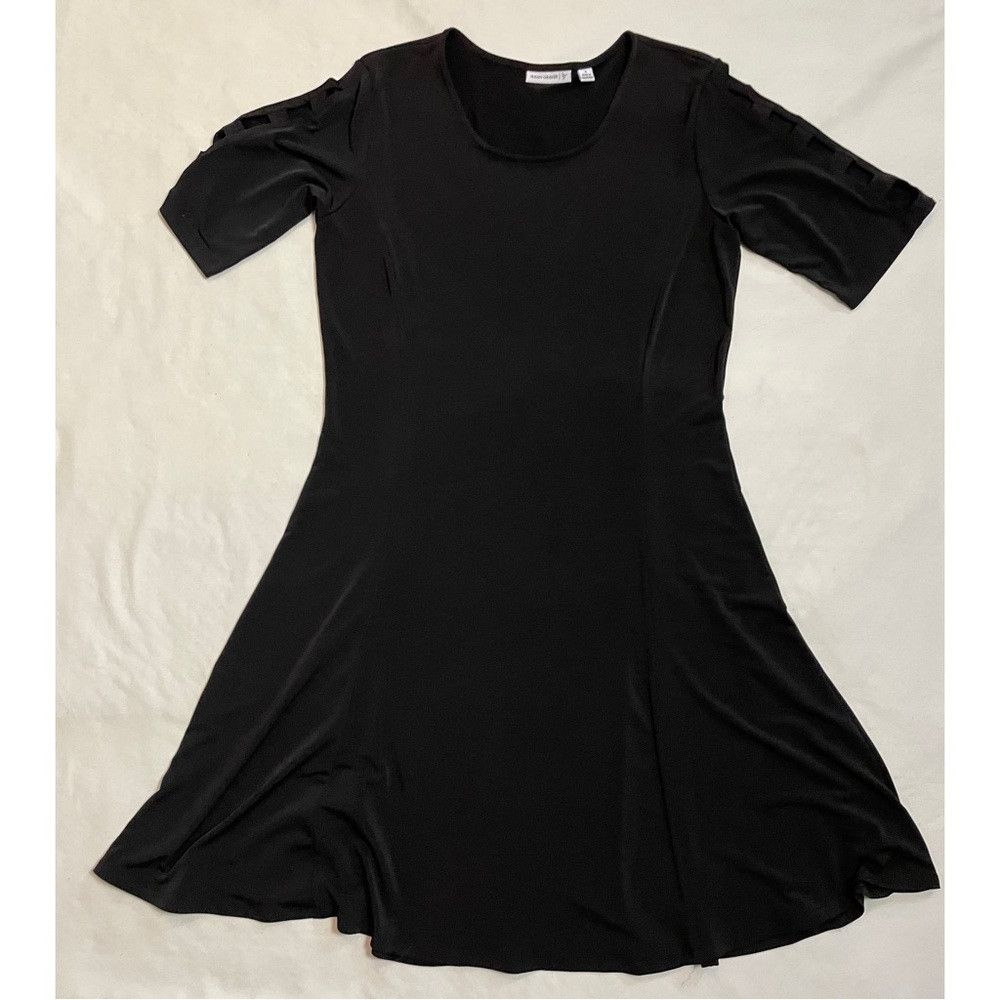 Other Susan Graver Liquid Knit Black Dress with Banded Split Elbo Size S / US 4 / IT 40 - 3 Thumbnail