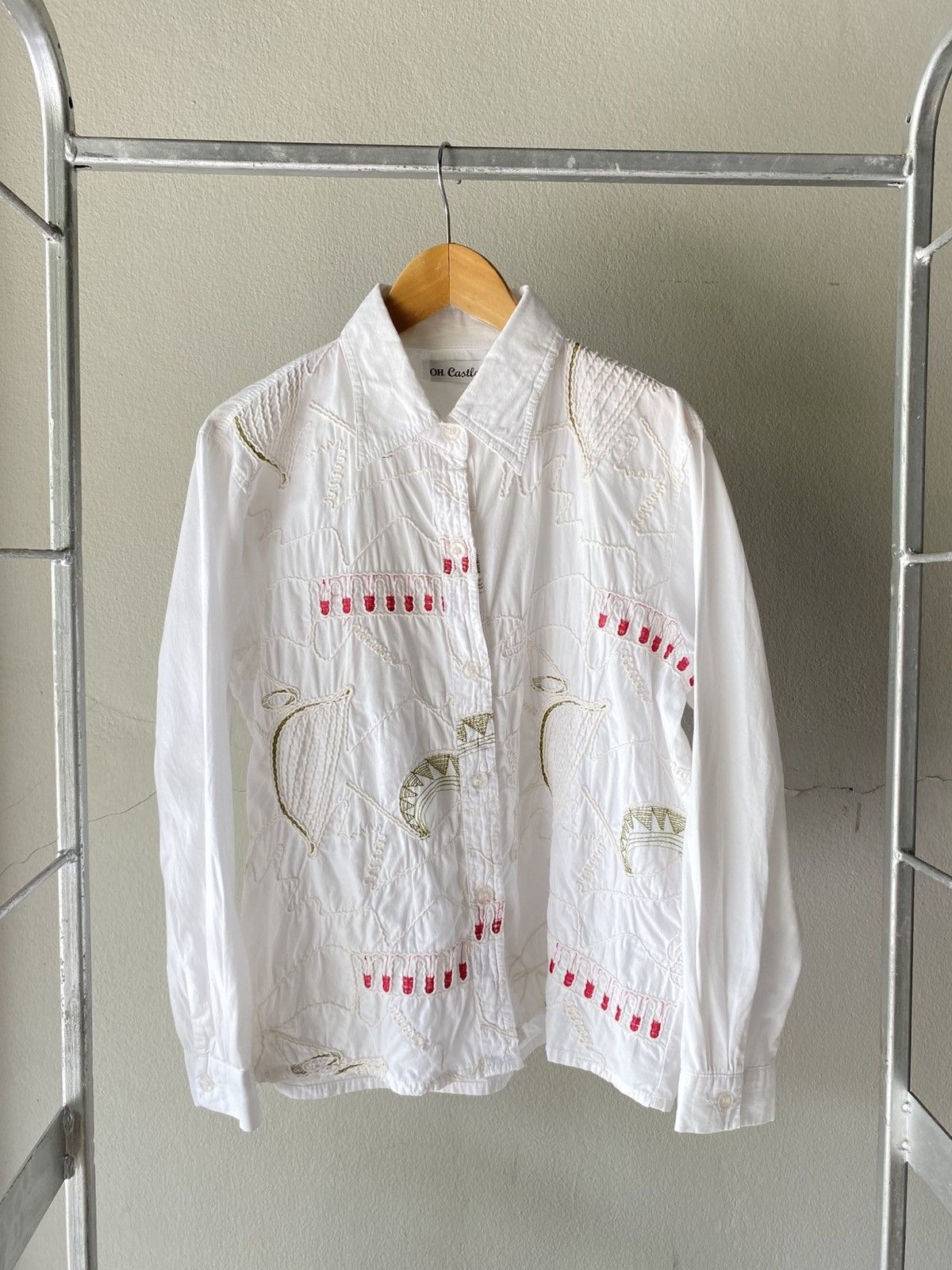 Japanese Brand OH. Castle White Embroidered Long-Sleeve Shirt Size M / US 6-8 / IT 42-44 - 1 Thumbnail