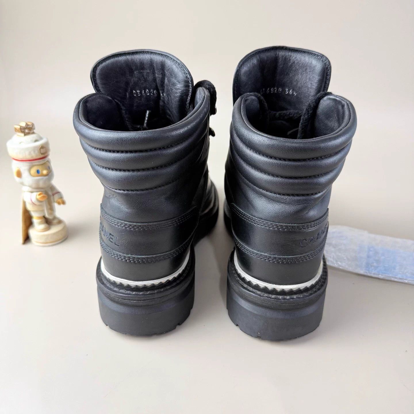 Chanel Chanel black gold logo laced short boots size 36.5 95 new Size US 5.5 / IT 35.5 - 3 Thumbnail