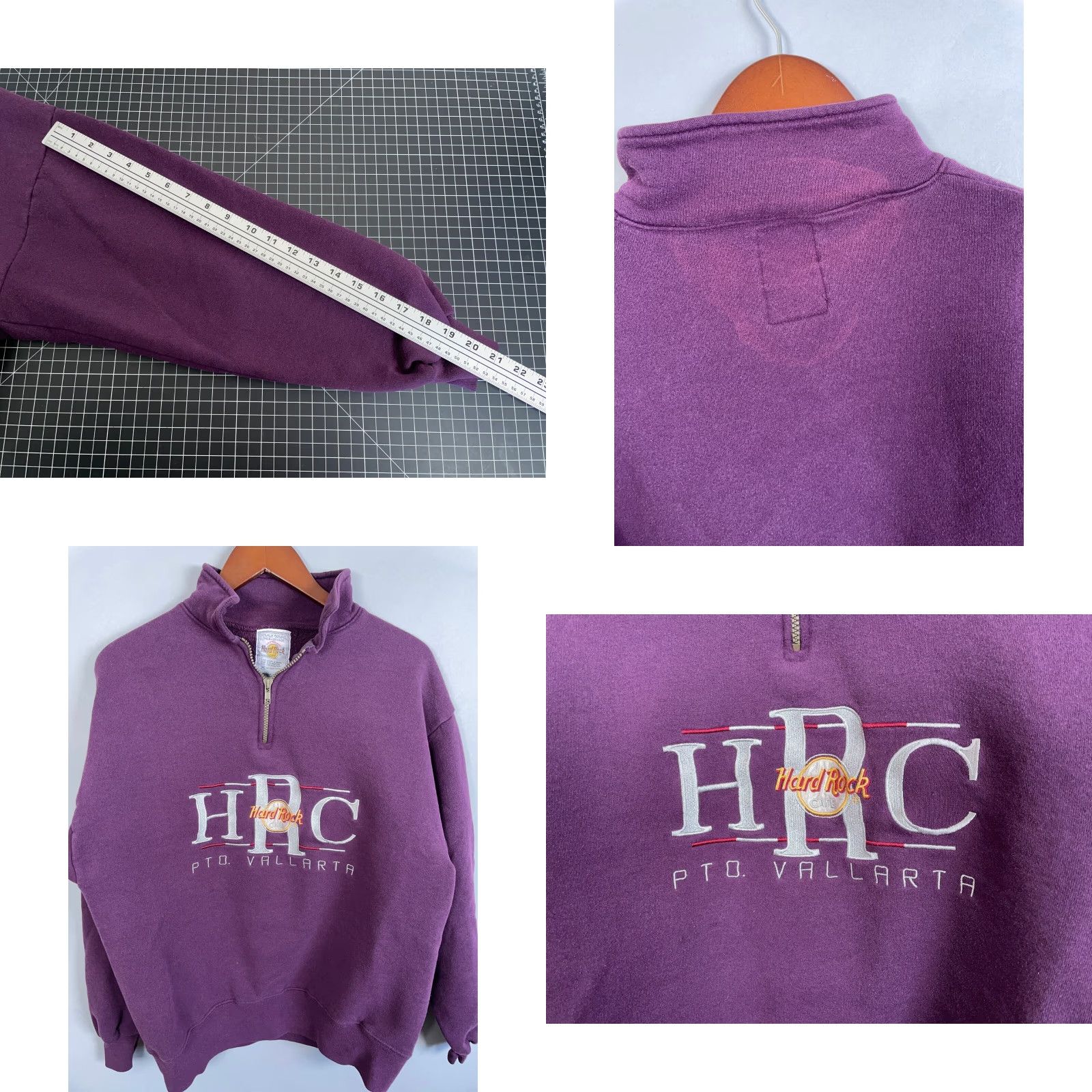 Hard Rock Cafe VTG Hard Rock Cafe Puerto Vallarta 1/4 Zip Sweatshirt Adult Large Dark Red Size US L / EU 52-54 / 3 - 8 Thumbnail