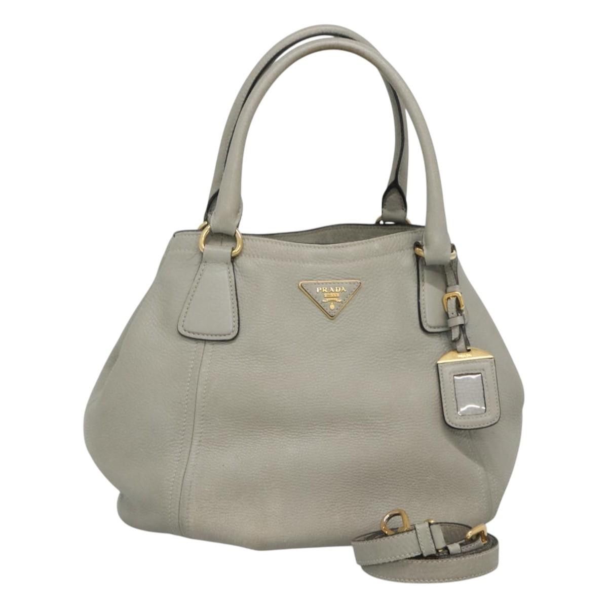 Prada PRADA Hand Bag Leather Gray Size ONE SIZE - 1 Thumbnail