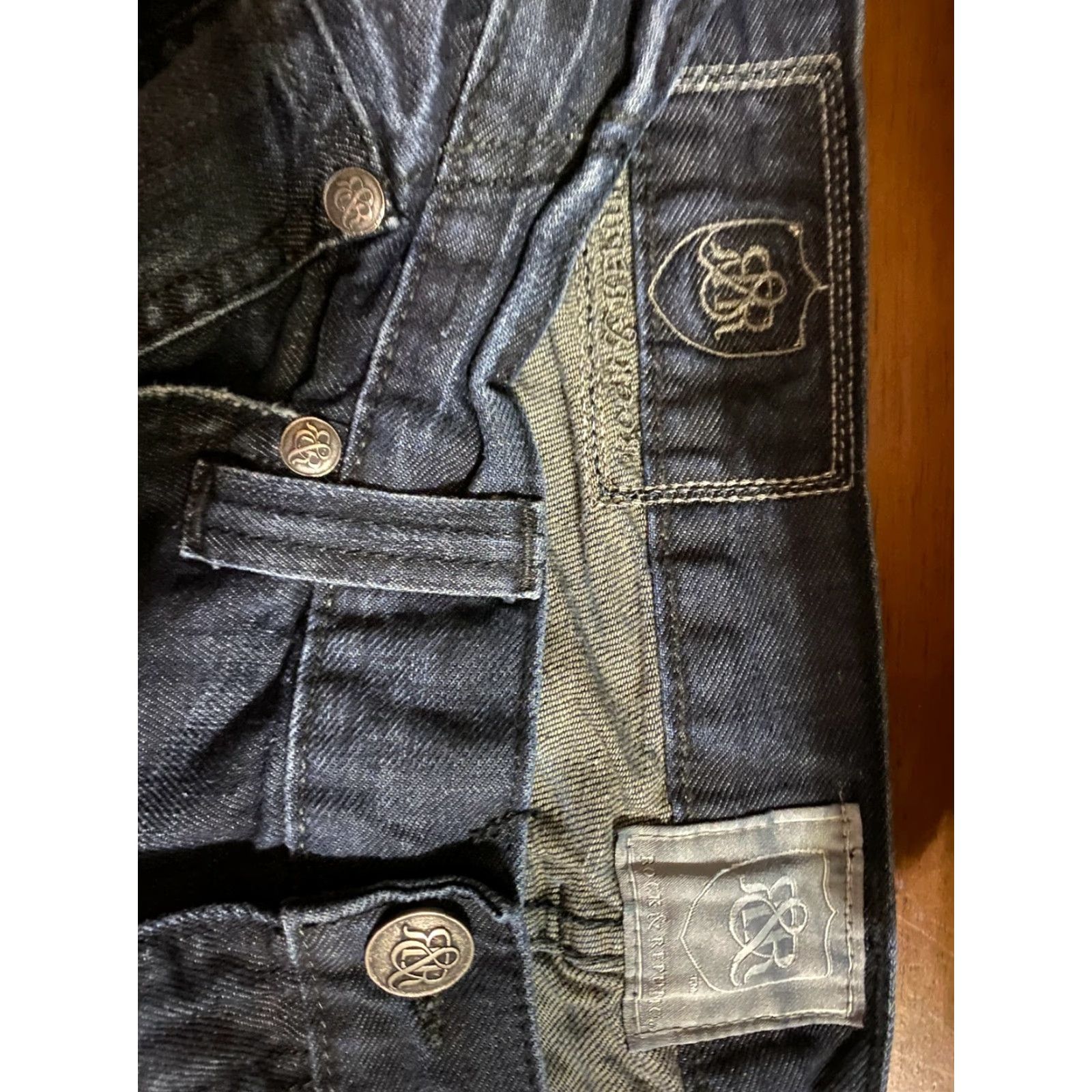 Vintage Rock & Republic Jeans Henlee Mens 34x32 Dark Wash Size US 34 / EU 50 - 6 Thumbnail