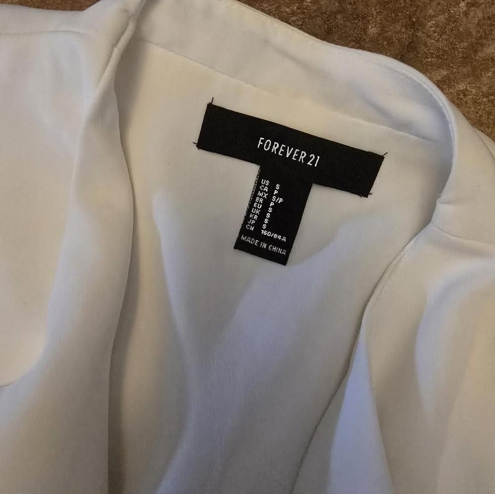 Forever 21 White Classic F21 Dressy Duster Cardigan Size S / US 4 / IT 40 - 3 Thumbnail