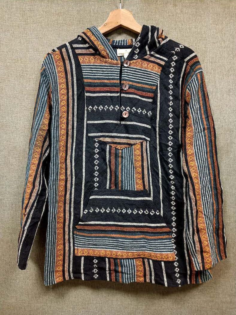 image of Vintage Sweatshirt Hoodie Titicaca Very in Black/Yellow, Men's (Size Large)