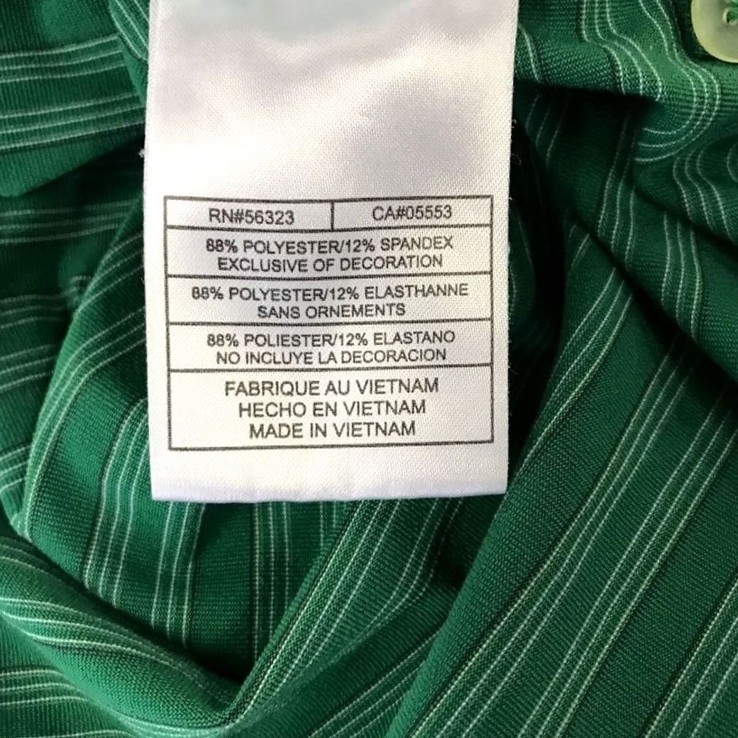 Nike Nike Golf Polo Shirt Adult Large Green Striped Stretch Mens Short Sleeve Size US L / EU 52-54 / 3 - 3 Thumbnail