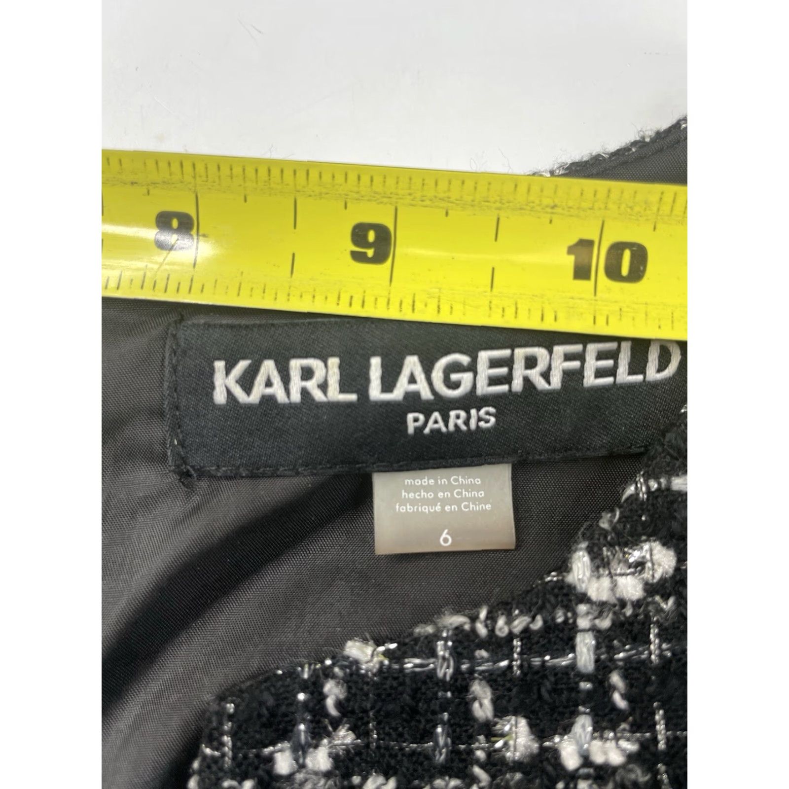 Karl Lagerfeld Karl Lagerfeld Womens Knit Tweed Front Pocket Knee Length Shift Dress Size 6 Size M / US 6-8 / IT 42-44 - 5 Thumbnail