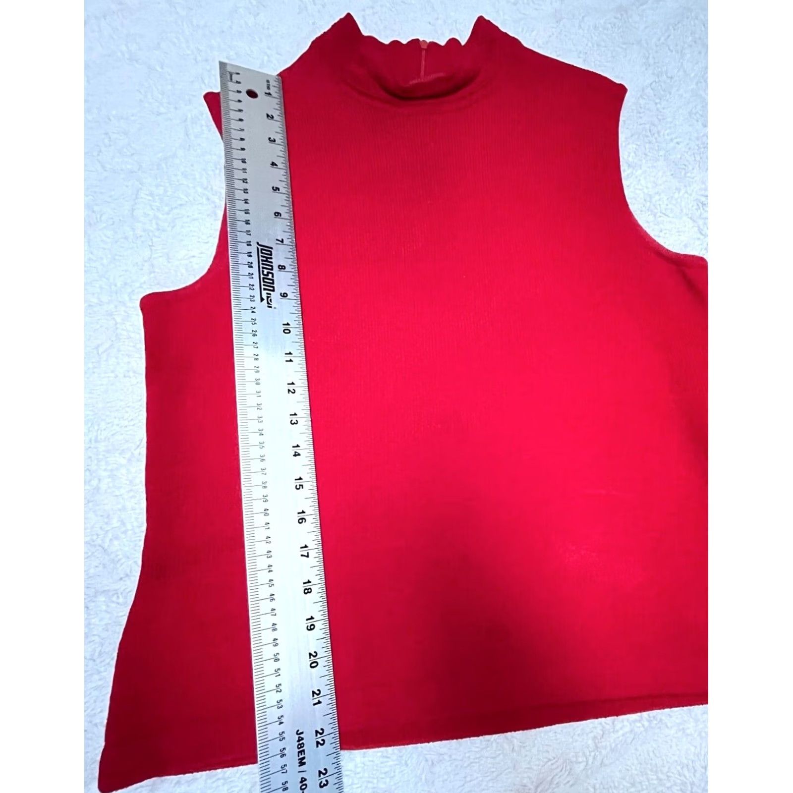 St. John St. John Collection by Marie Gray Mock Neck Sleeveless Knit Sweater Red Medium Size M / US 6-8 / IT 42-44 - 6 Thumbnail