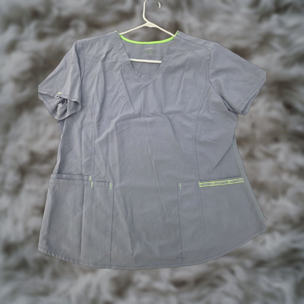 Vintage Scrubstar Scrub Top Womens XL Gray V-neck Short Sleeve Medical Nurse Work Size XL / US 12-14 / IT 48-50 - 1 Thumbnail