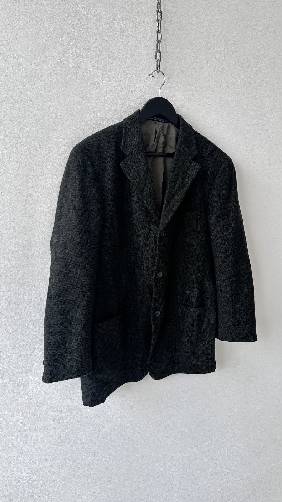 Ermenegildo Zegna Vtg Zegna Soft Green Herringbone Wool Blazer Dark Academia Size 42R - 4 Thumbnail