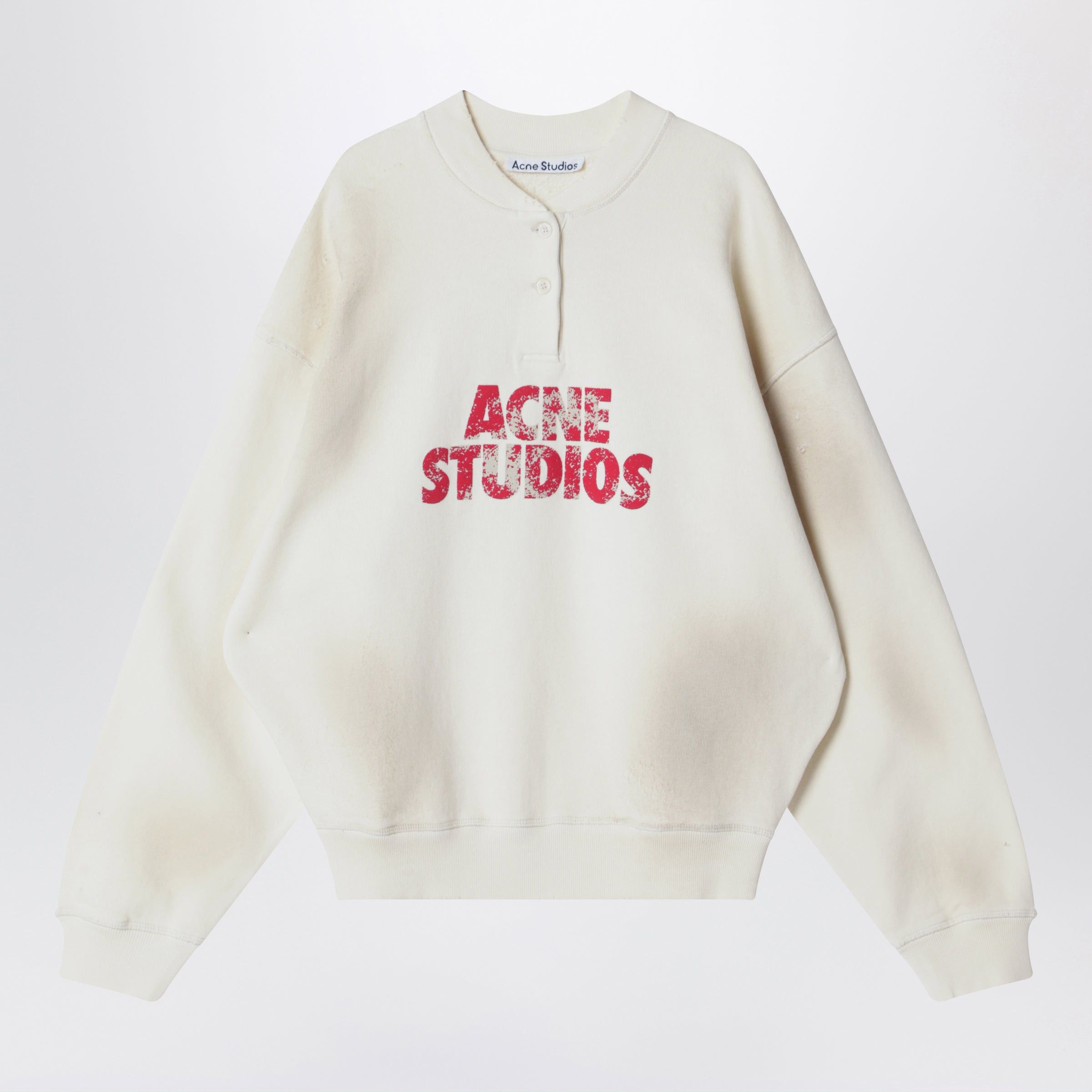 Acne Studios Acne Studios Fleece Logo Sweatshirt Off White Size S / US 4 / IT 40 - 1 Thumbnail