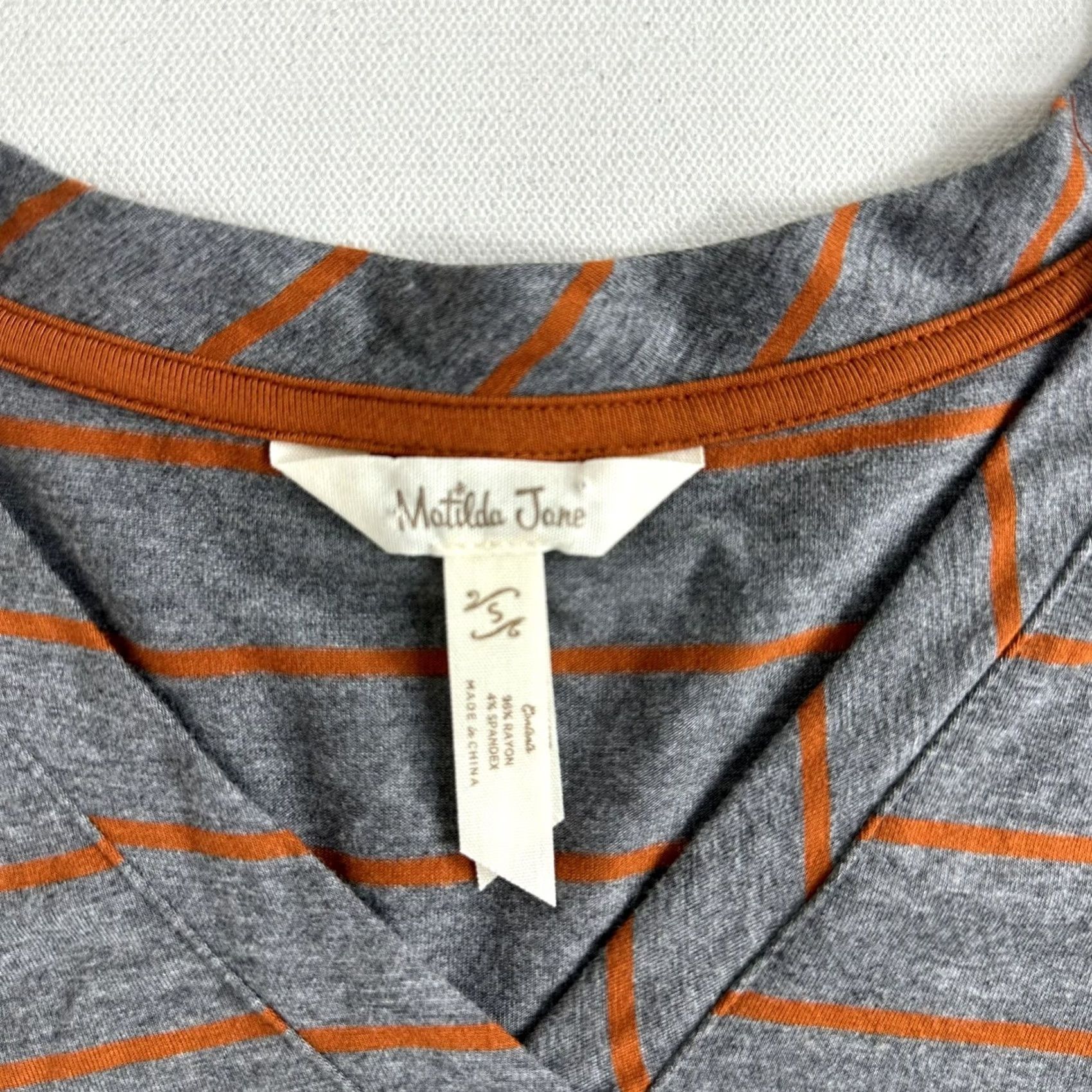 Vintage Matilda Jane Windsong Tunic Top S Long Sleeve V Neck Striped Jersey Stretch Women Regular Bohemian Classic Gray Size S / US 4 / IT 40 - 5 Thumbnail