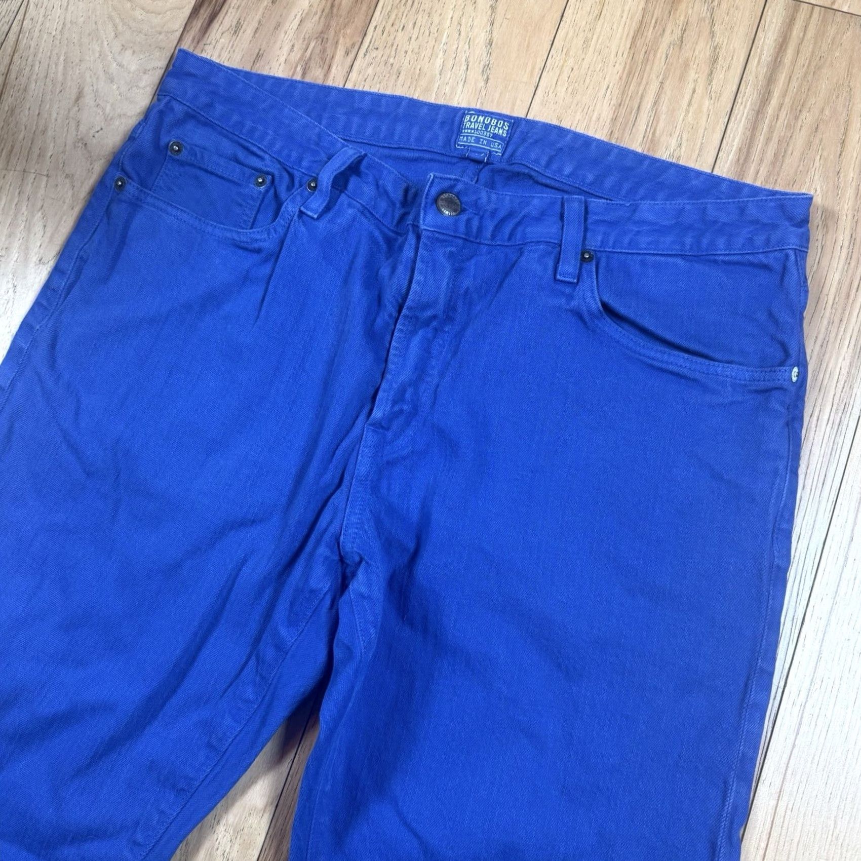 Bonobos Bonobos Jeans Mens 35x34 Travel Jeans Blue Stretch USA Made Straight Casual Distressed? No Size US 35 - 2 Thumbnail