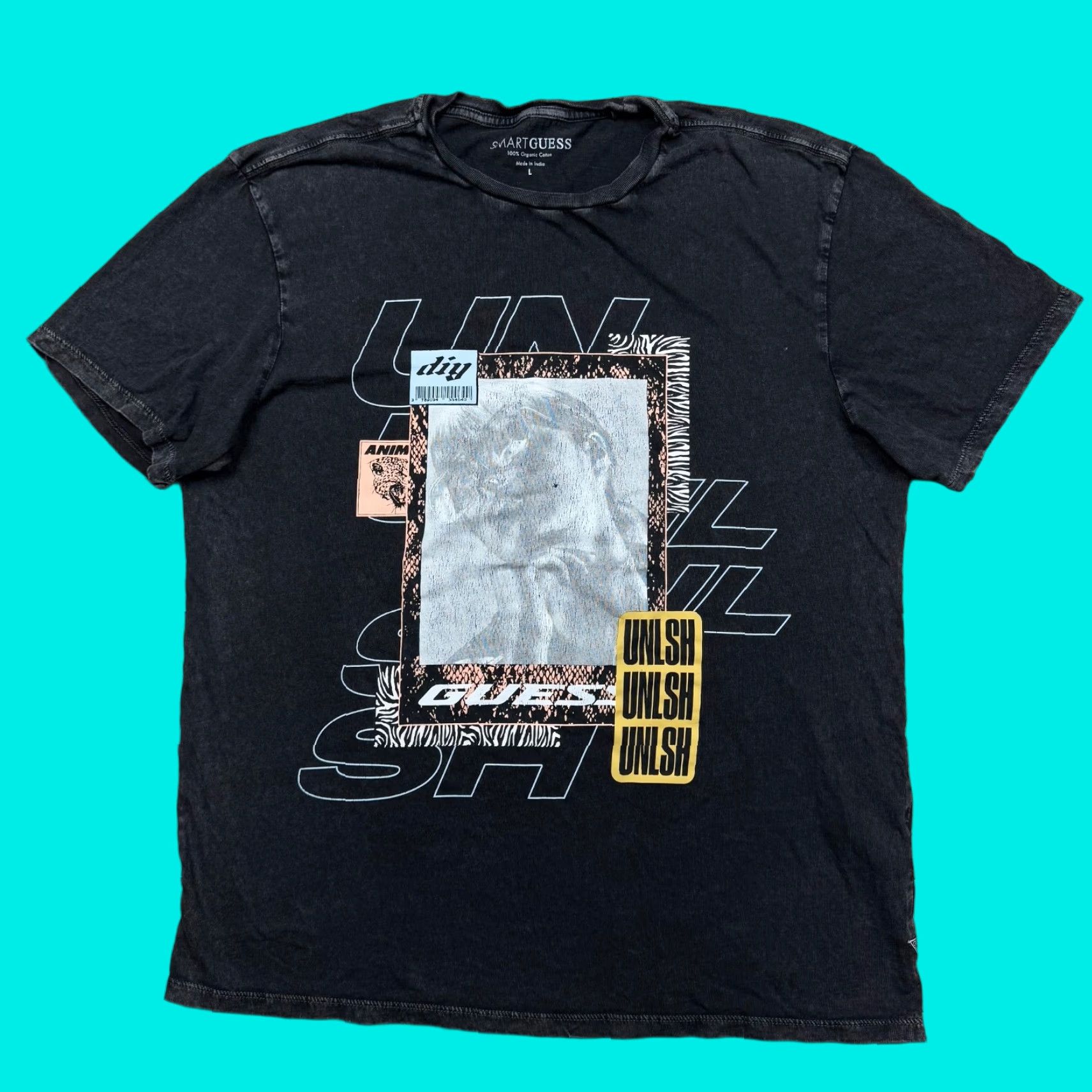 Guess GUESS Graphic T Shirt Men's L Black Short Sleeve Crew Neck Stretch Casual Size US L / EU 52-54 / 3 - 1 Thumbnail