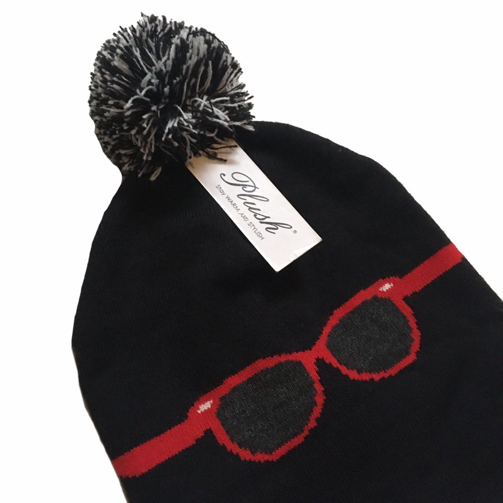 Vintage Plush Apparel bobble beanie hat woollen woolly cap one size Size ONE SIZE - 2 Thumbnail