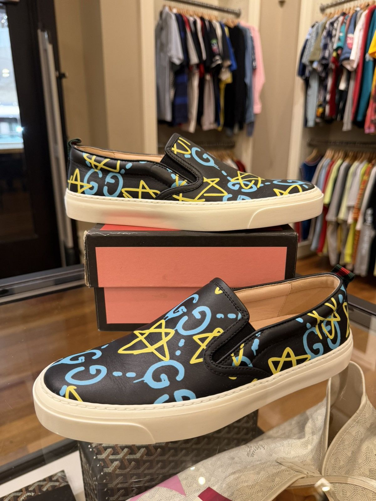 Gucci Gucci Ghost Slip On Graffiti Sneakers - Black Size US 8 / IT 38 - 4 Thumbnail