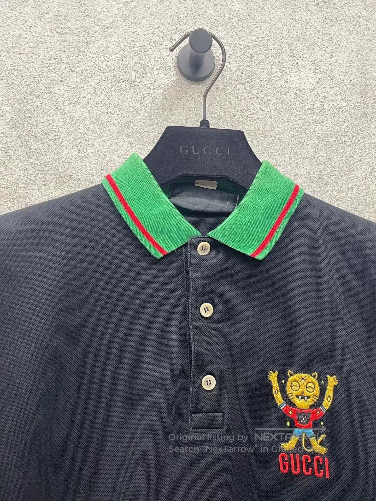 Gucci black cat embroidered short sleeve polo shirt. Size US S / EU 44-46 / 1 - 4 Thumbnail