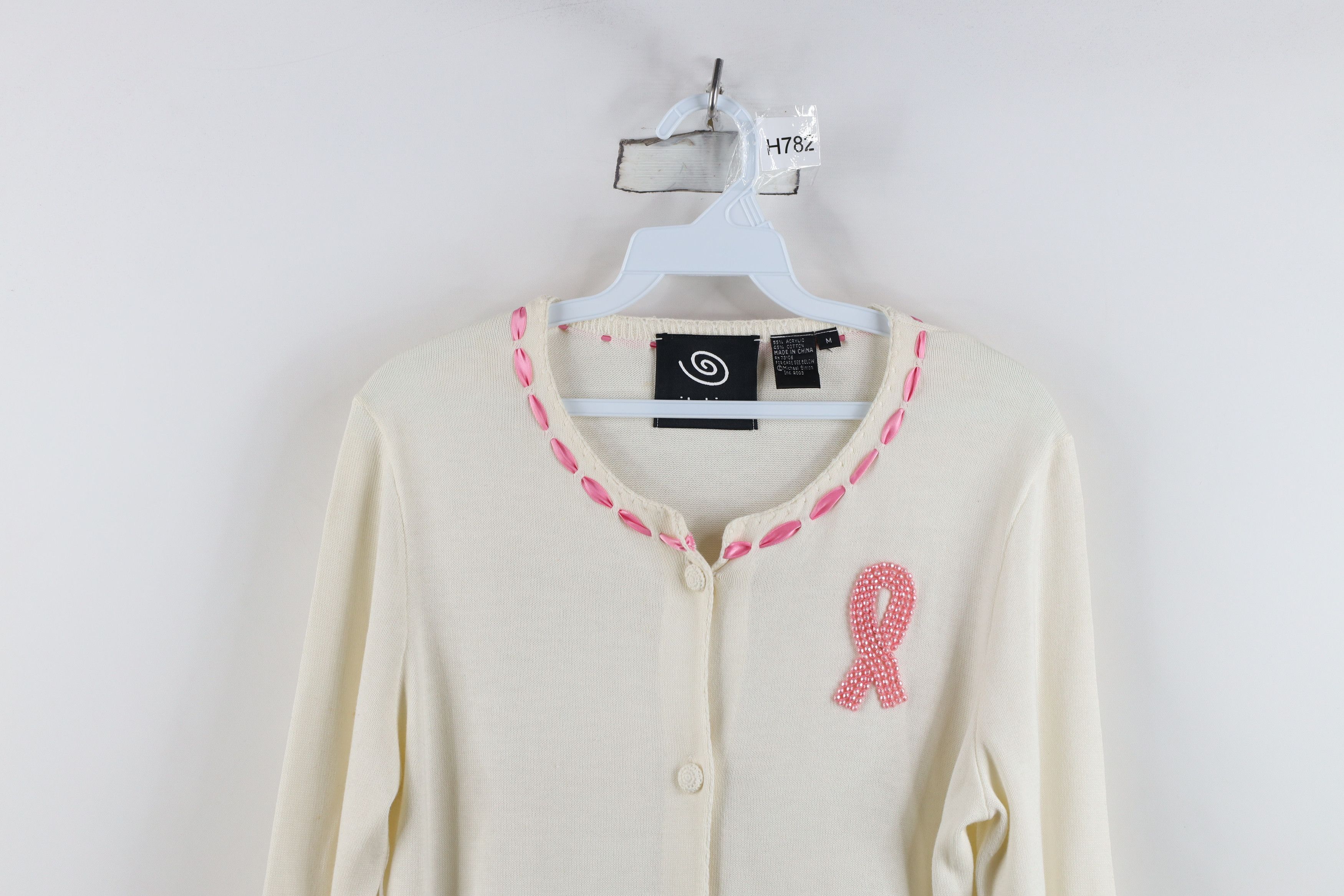 Vintage Vintage Y2K 2003 Michael Simon Cancer Knit Cardigan Sweater Size M / US 6-8 / IT 42-44 - 2 Thumbnail