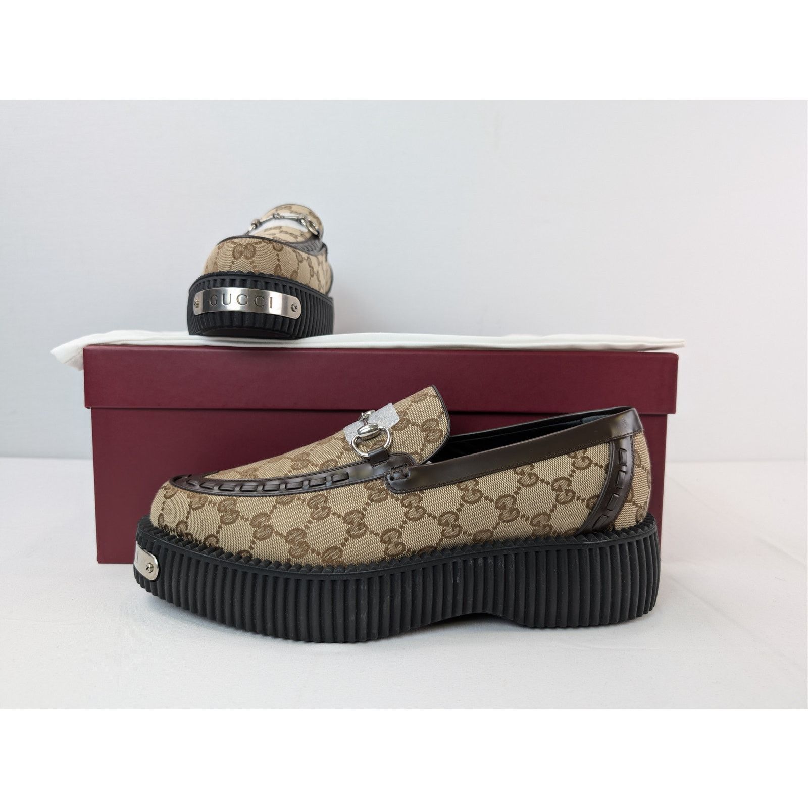 Gucci o1rshd1 GG canvas Moccasin Fabric Creeper Loafers Boots Size US 11 / EU 44 - 17 Thumbnail