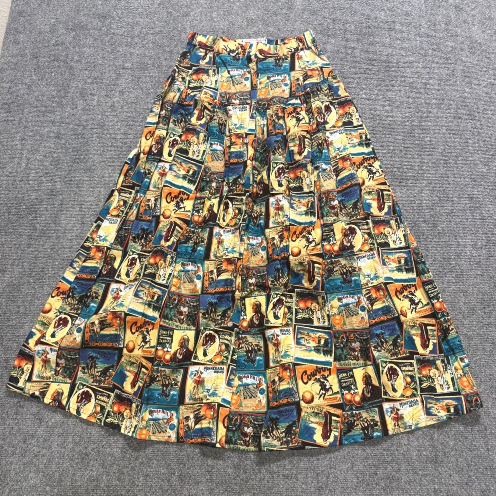 Vintage VINTAGE Skirt Western Print Made In USA L Women's 80s R.D midi-length Novelty Distressed Fade Size 36" / US 14 / IT 50 - 2 Thumbnail