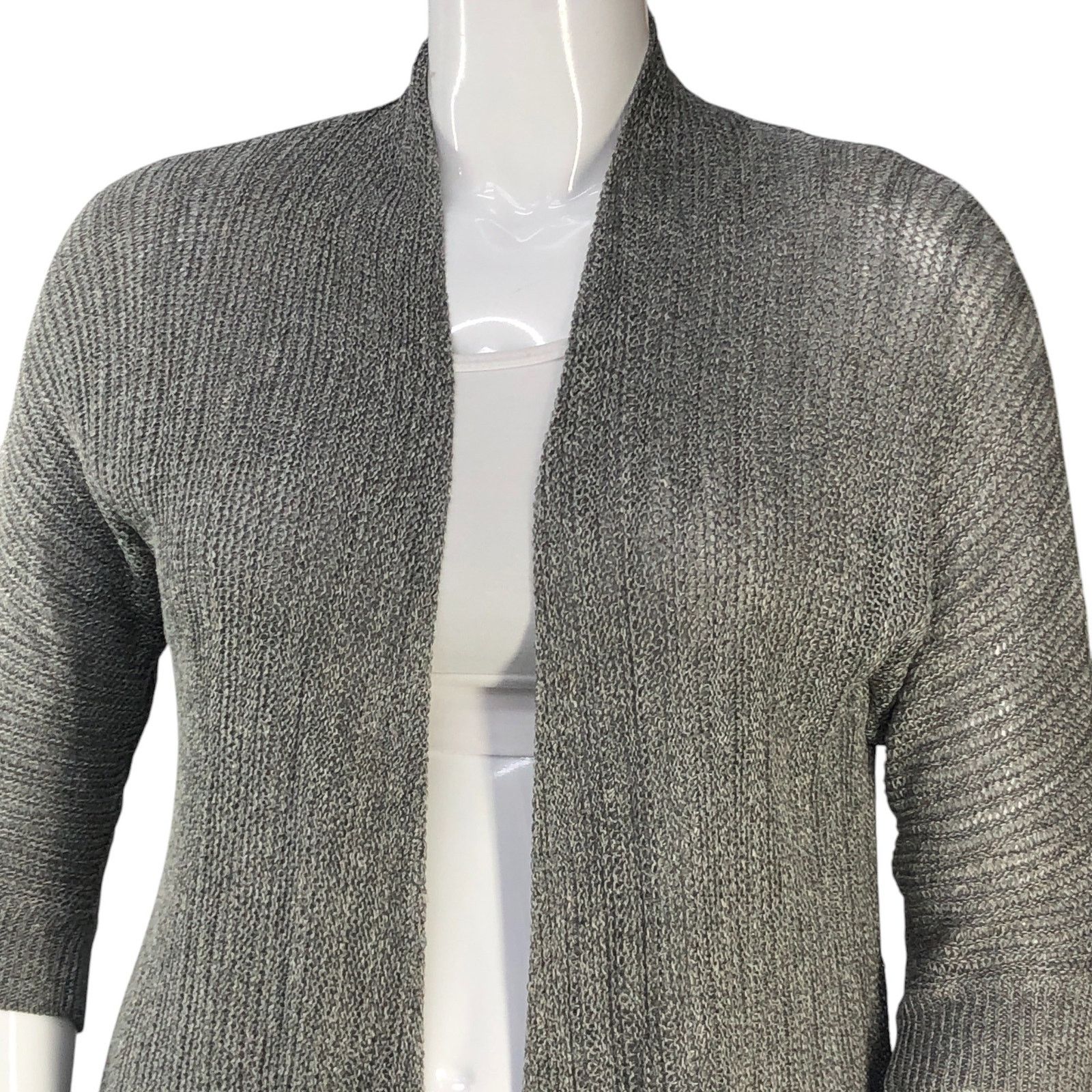 Eileen Fisher Eileen Fisher Size L Cardigan Open Front Linen Silk Gray Size L / US 10 / IT 46 - 2 Thumbnail
