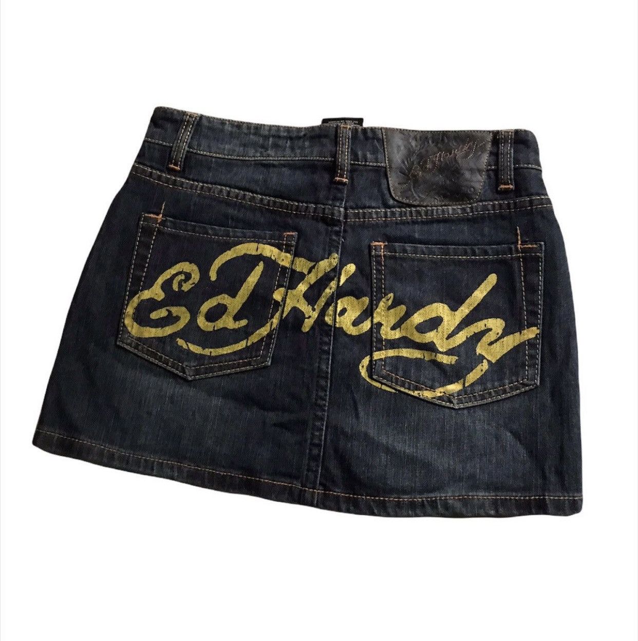 Ed Hardy × Japanese Brand Ed Hardy Spellout Denim Skirt Size 27" / US 4 / IT 40 - 1 Thumbnail