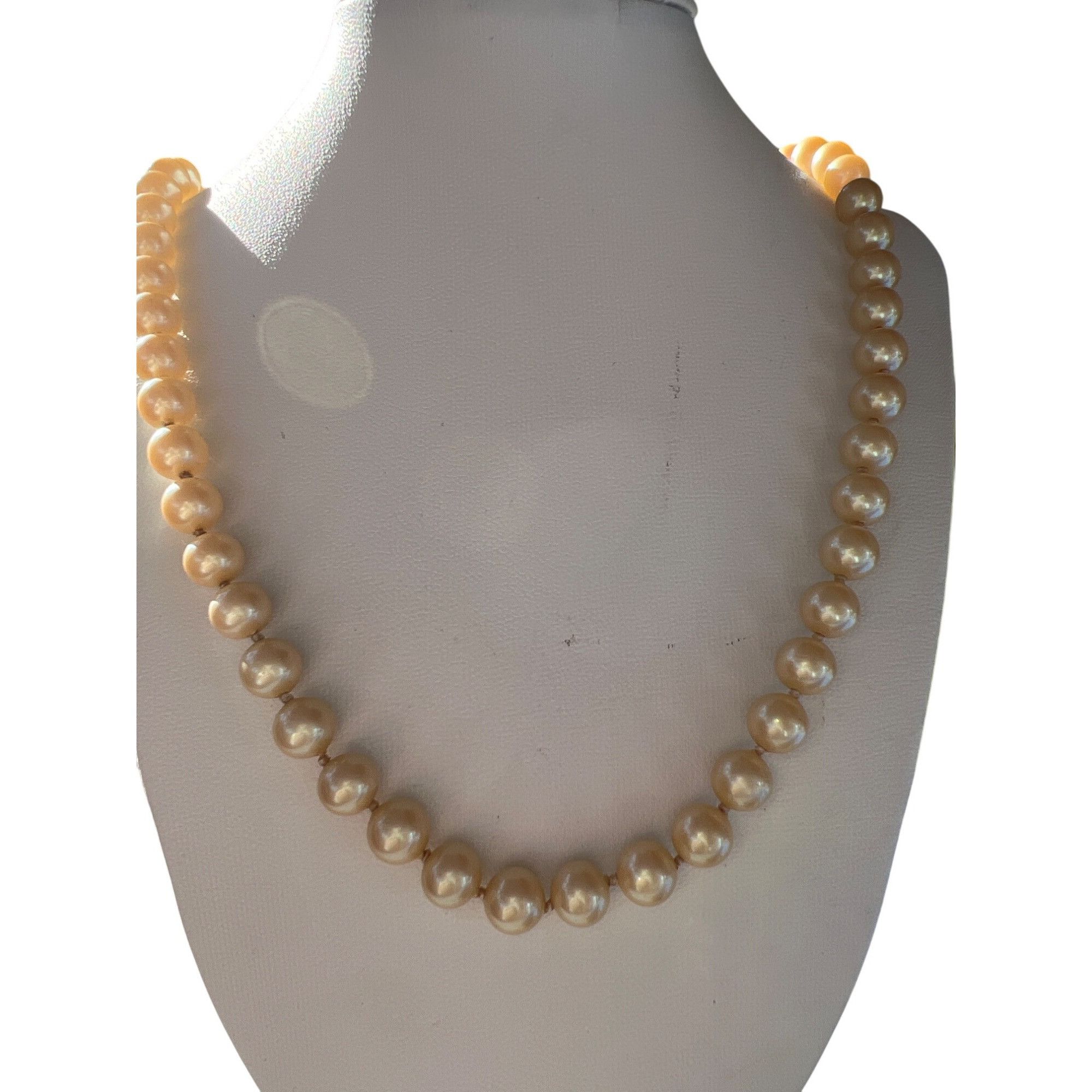 Other Vintage Glass Champagne Faux Pearl Necklace Sterling Silver Size ONE SIZE - 1 Thumbnail