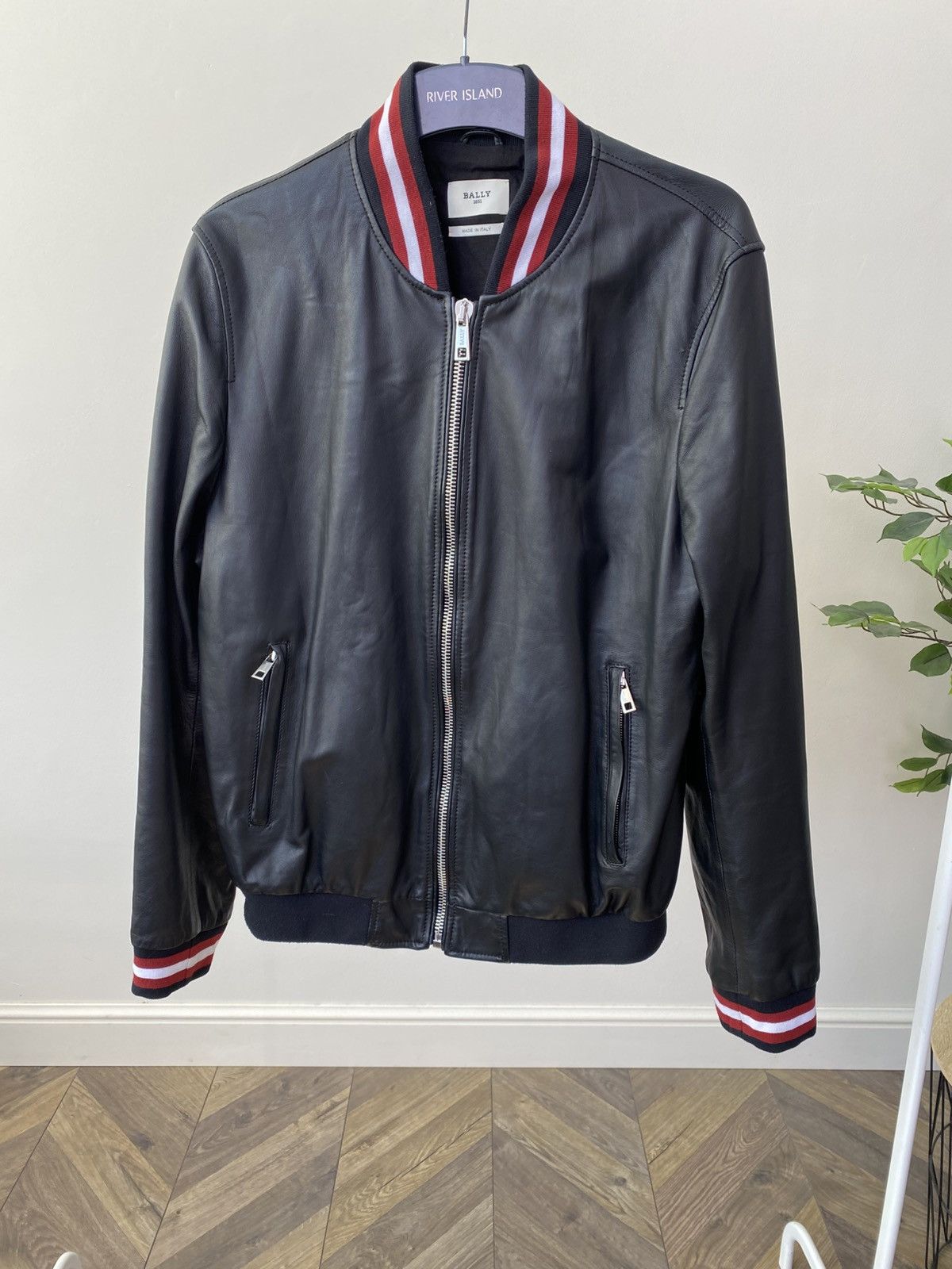 Bally Bally Men’s Black Leather Bomber Jacket Full Zip Size US M / EU 48-50 / 2 - 1 Thumbnail