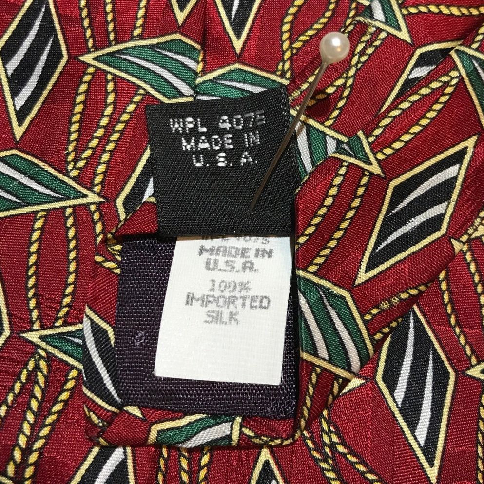 Other Evan-Picone Red Geometric Abstract Silk Classic Wide Necktie Size ONE SIZE - 5 Thumbnail