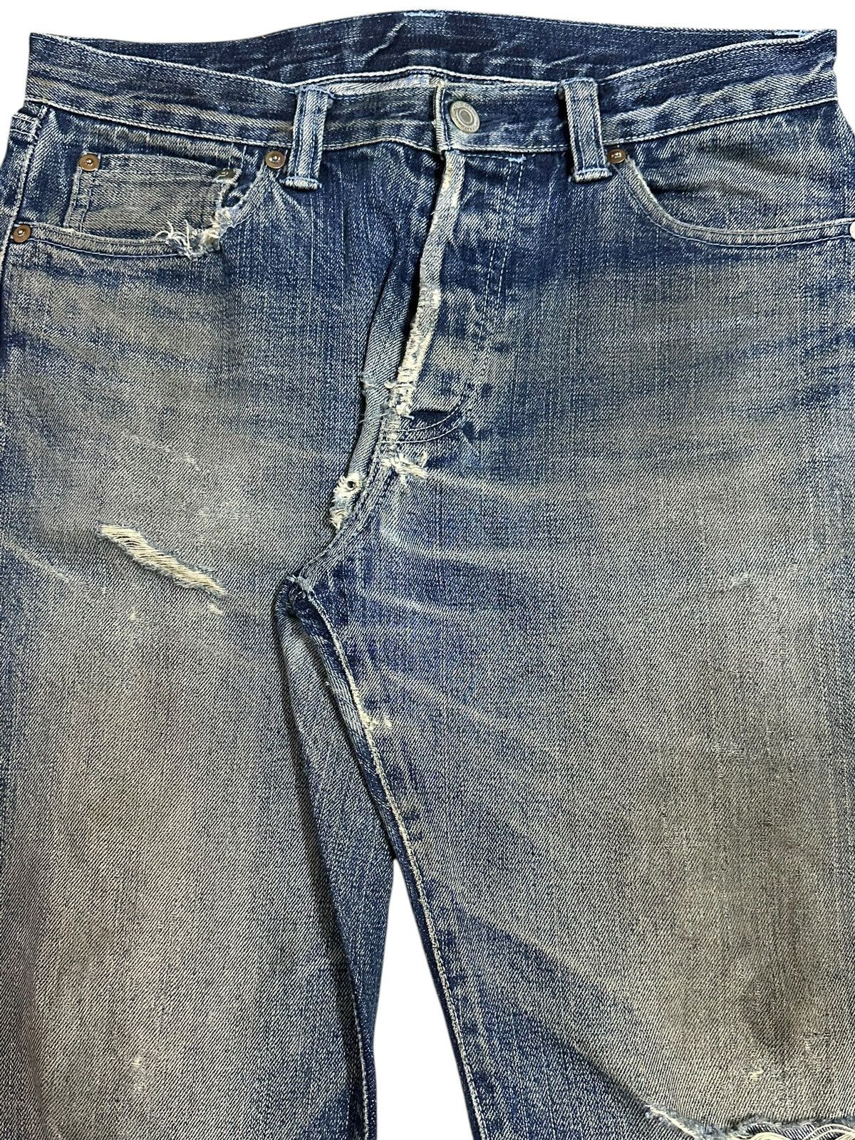 14th Addiction Vintage Japanese Brand Selvedge Mud Wash Distressed Jeans Size US 31 - 5 Thumbnail