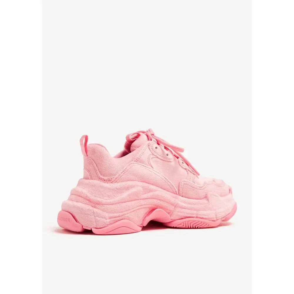 Balenciaga o1w1db10526 Triple S Sneakers Velvet in Pink Size US 10 / IT 40 - 3 Thumbnail