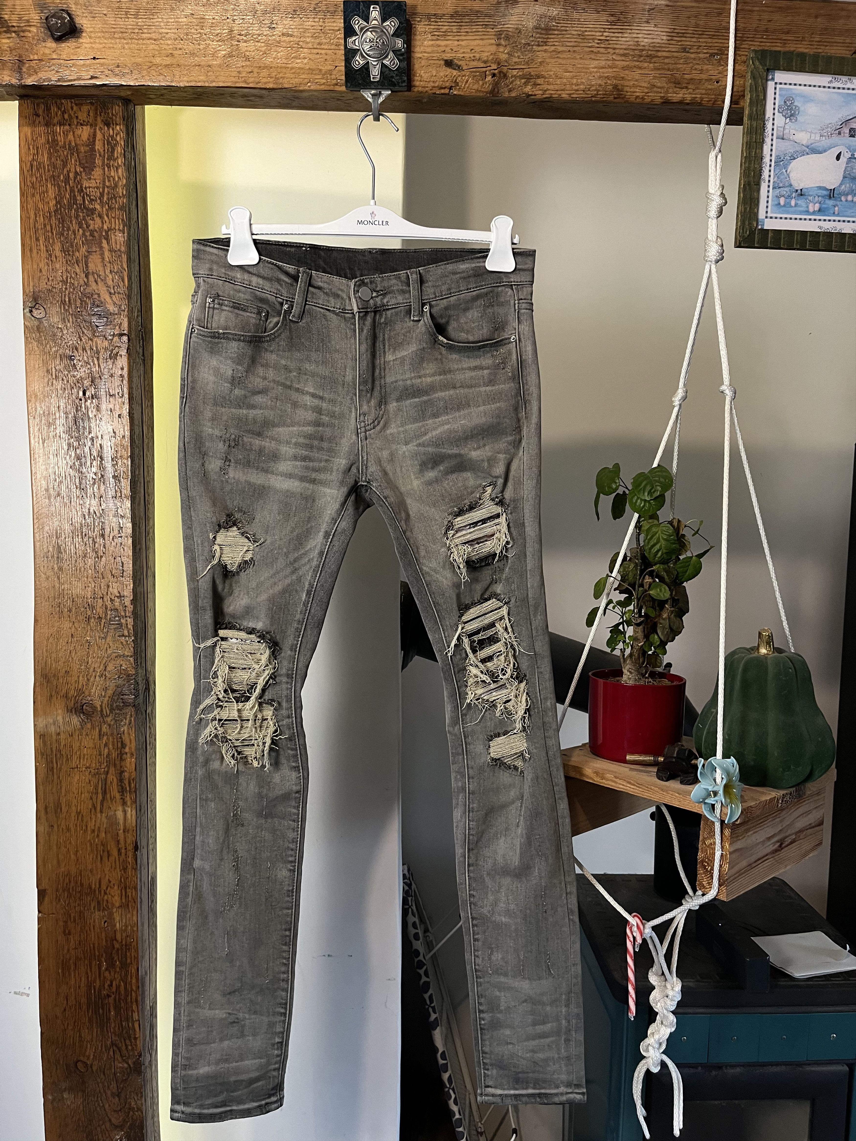 Japanese Brand × MNML × Vintage MNML Distressed Skinny Denim Jeans Y2K Vintage Japan Style Size US 31 - 1 Thumbnail
