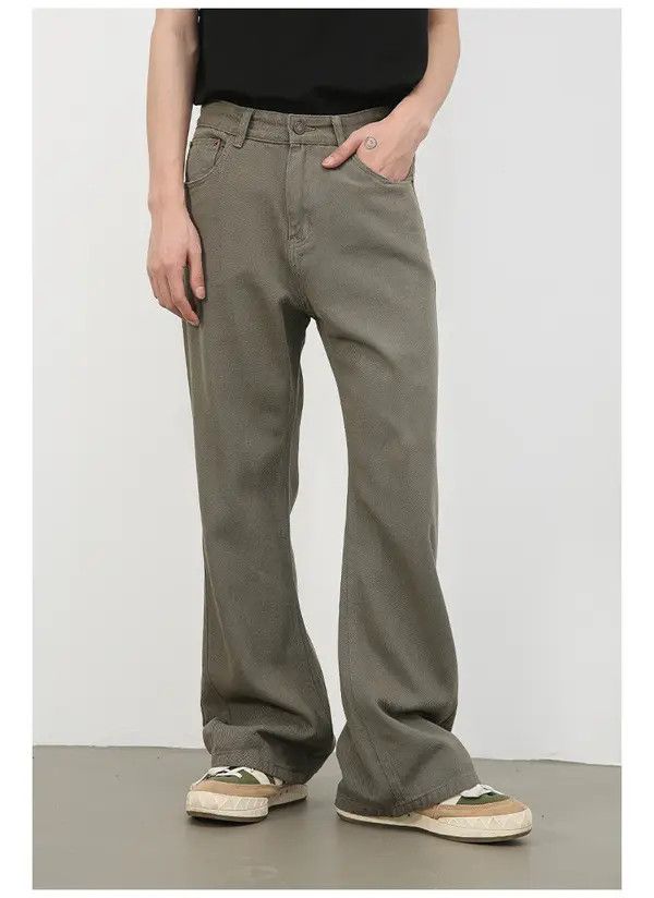 Japanese Brand Etsuko x aoka Khaki loose straight casual flared jeans Size US 32 / EU 48 - 2 Thumbnail